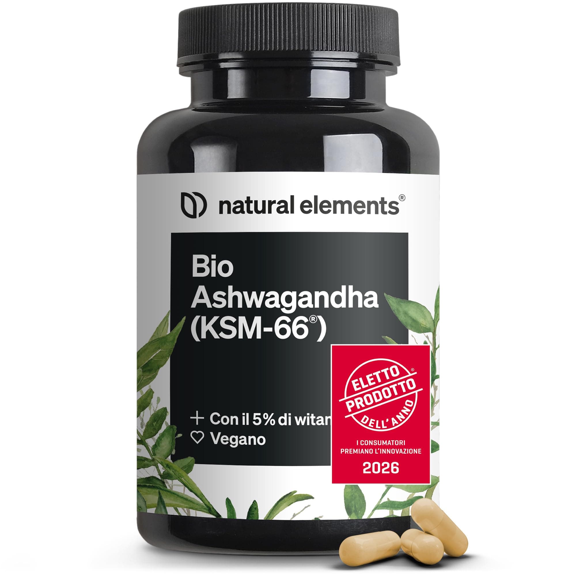 Bio Ashwagandha KSM-66 – Alto Dosaggio – 180 Capsule – Ashwagandha Bio Certificata – Capsule di Ashwagandha Polvere Estratta dalla Withania Somnifera