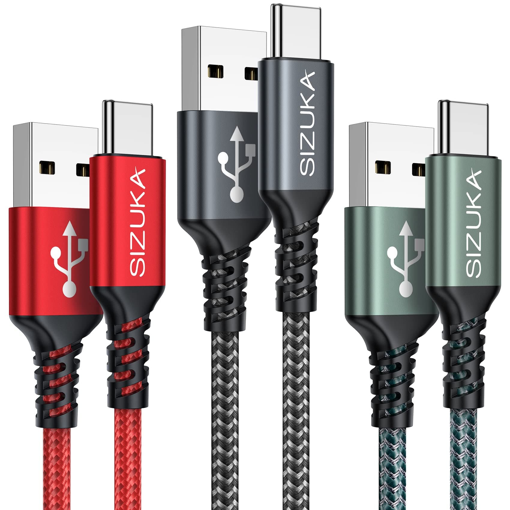 Cable USB C [3Pack 2M] Carga Rapida 3.1A Cargador Tipo C Nylon Carga Rápida y Sincronización Cable USB C para Samsung Galaxy S22 S21 S20 S10 S9 S8 A71 A51 Note 20 10, Xiaomi Google
