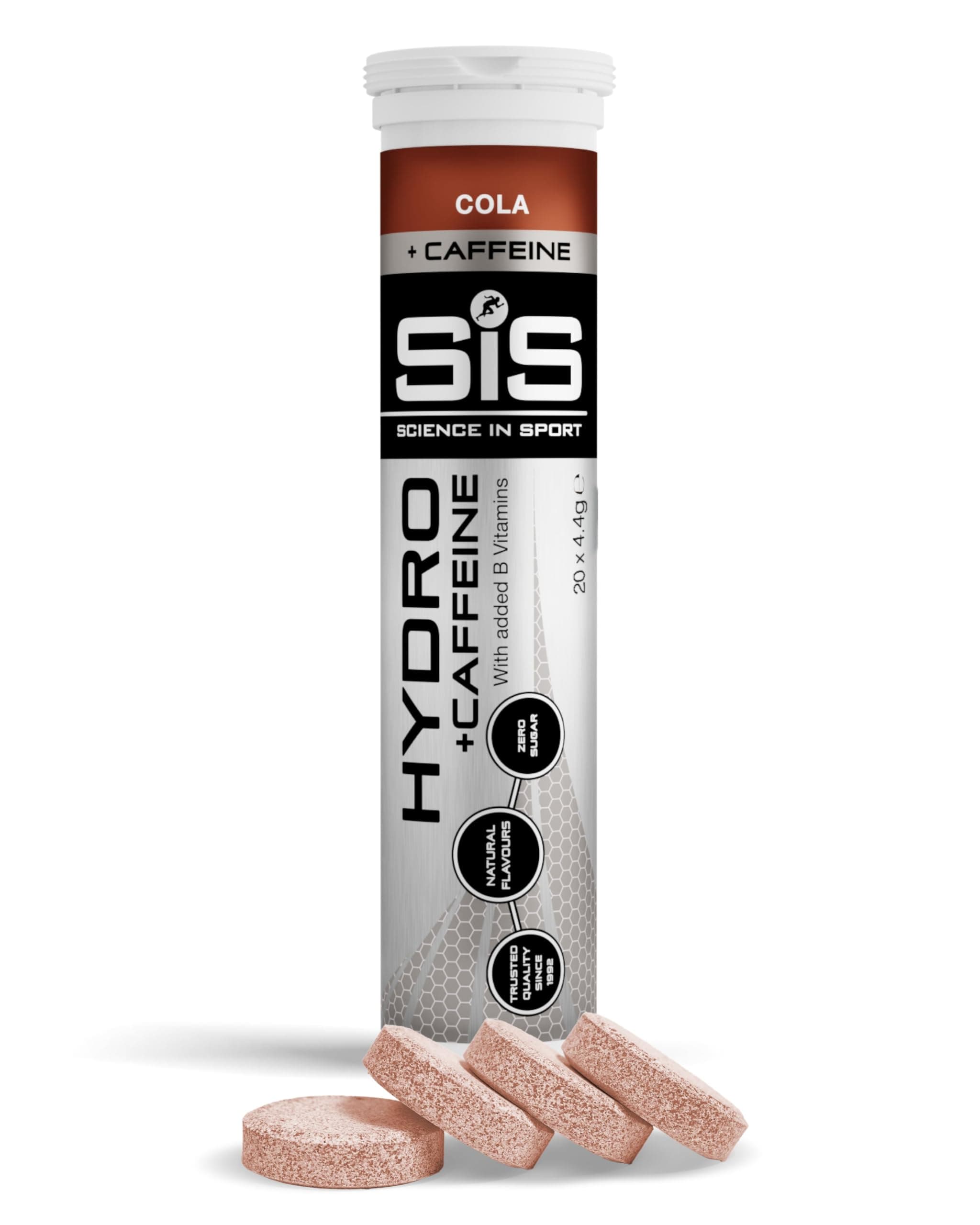 Science in Sport HYDRO Elektrolyte Tabletten 20 Stk. Cola + Koffein - Vegan & glutenfrei, Mit Natrium, Kalzium, Kalium & Magnesium für ausgeglichenen Elektrolyte-Haushalt (Verpackung kann variieren)