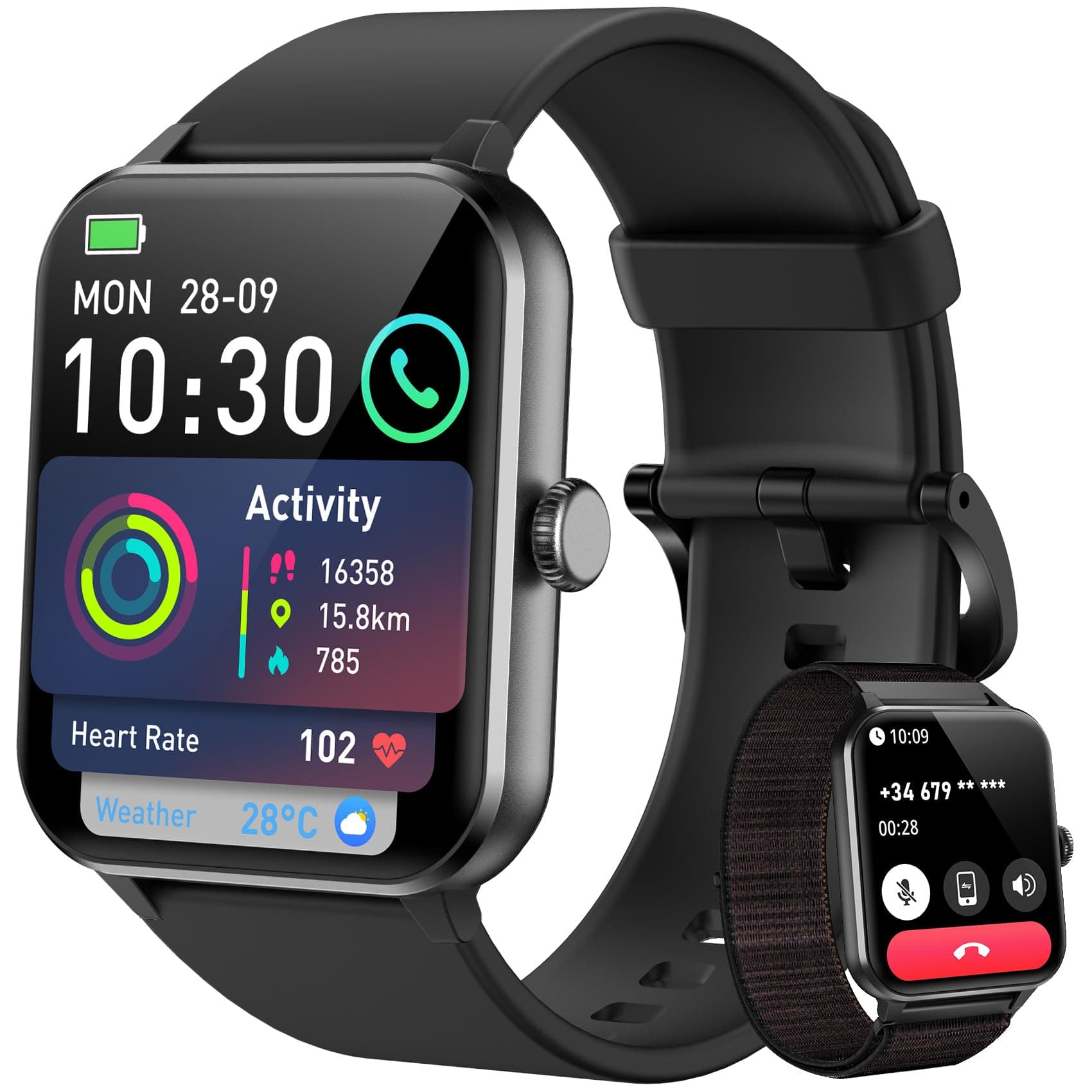 Blackview Smartwatch Uomo Donna, Effettua e Rispondi alle Chiamate,1,85'' Orologio Intelligente Fitness,Cardiofrequenzimetro, Monitoraggio del Sonno, Calcolatori per Android iOS