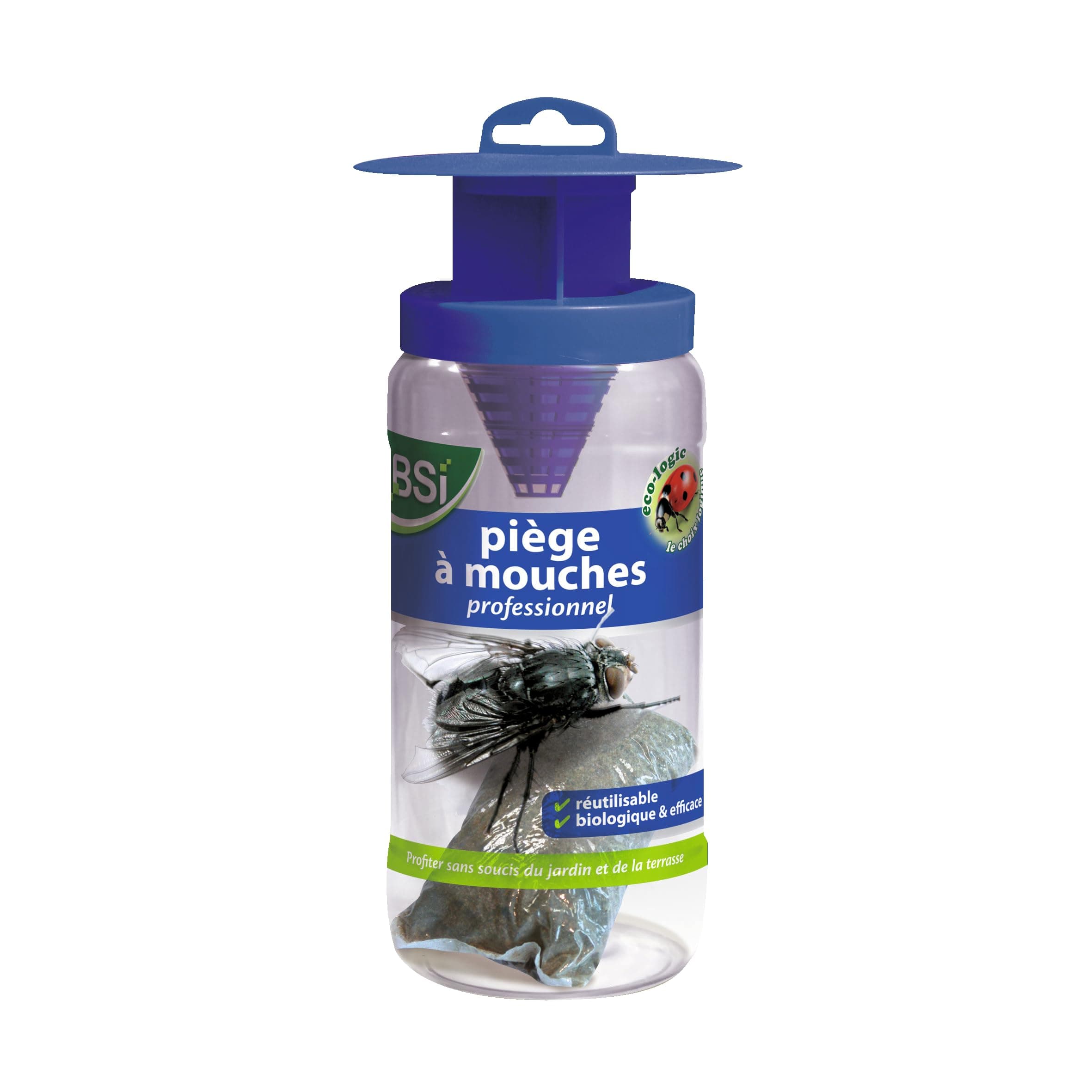 BSI - Piège A Mouches - Attrape Et Digère Jusqu'à 20 000 Insectes - Avec son Attractif - Pour Un Usage Extérieur - Prêt A l'Emploi - Réutilisable