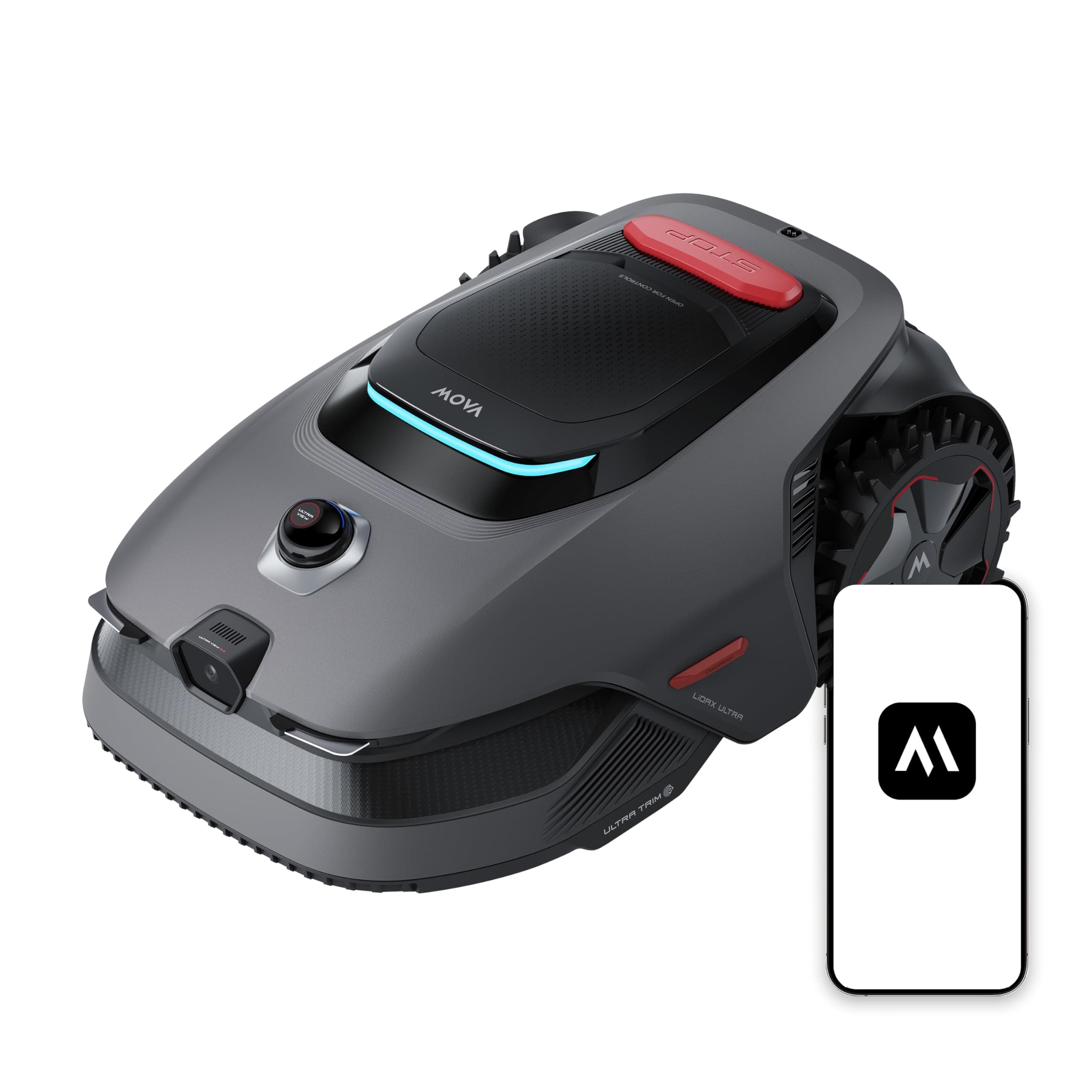 MOVA LiDAX Ultra 1200 Robot Tondeuse sans Fil périphérique, Recommandé 1200 m², Cartographie IA & LiDAR 3D 360° sans RTK, Coupe Bordures 5 cm, Sécurité Animaux, Toutes Terrains, Tonte en U Efficace