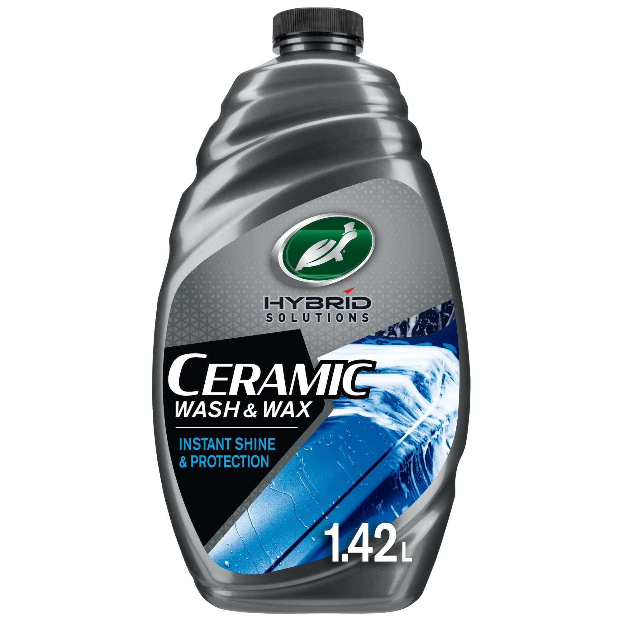 Turtle Wax Hybrid Solutions Shampoing et Cire Céramique Voiture, 1,42L, Shampoing Doux pH Neutre avec Protection Céramique et Perlage d’Eau, Brillance Haute, Nettoyage Sans Traces, Parfum Fruité