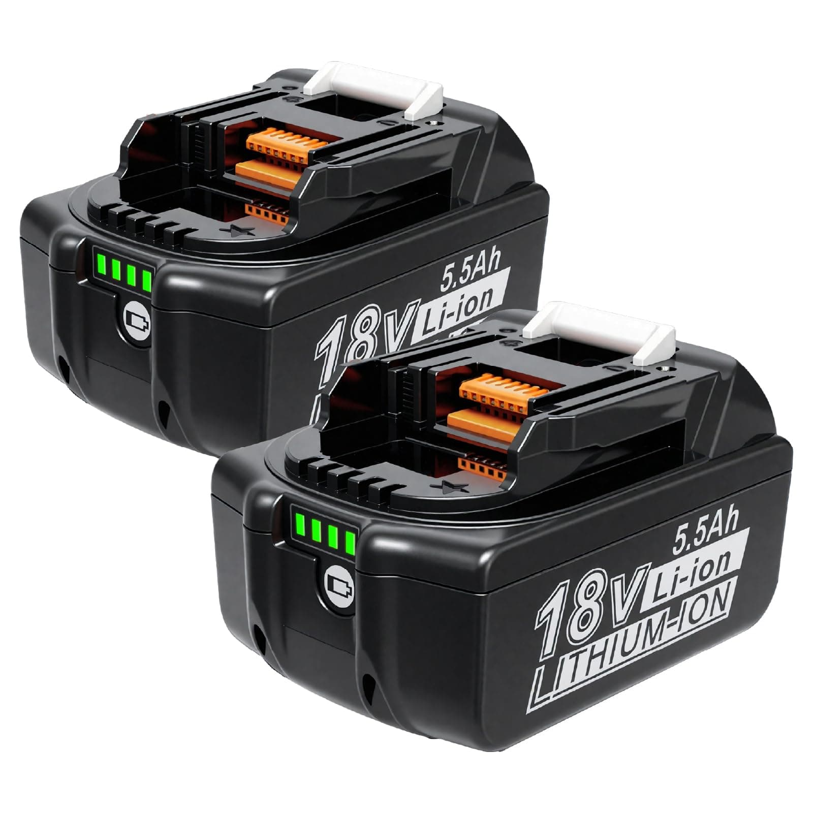 Batterie 18V pour MKT Compatible avec Les Modèles BL1860 BL1850 BL1840 BL1830 BL1820 et LXT400 Batterie de Remplacement Li-ION avec Protection Contre la Surcharge et LED (18V 5,5 Ah,2 Paquets)