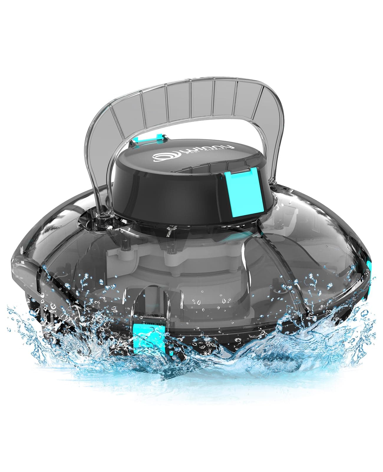 WINNY POOL CLEANER Winny 200 Robot Piscine, Aspirateur Piscine sans Fil avec Batterie, Autonomie 75 Min pour Piscines Hors-Sol 60m², Double Filtration,Stationnement Automatique(Transparent Noir)