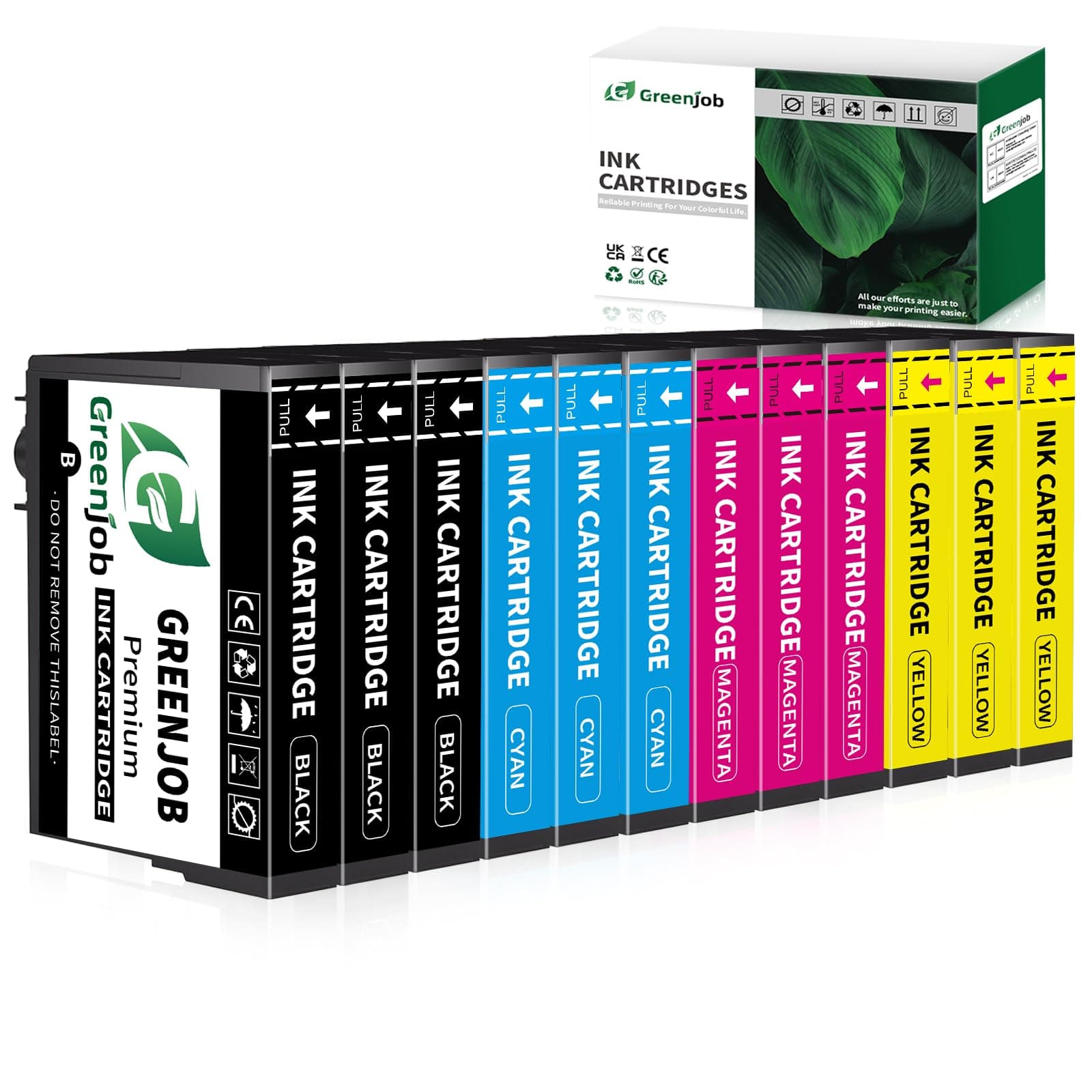 Greenjob Cartouche Compatible pour Expression Home XP-2200 XP-2205 XP-3200 XP-3205 XP-4200 XP-4205 Workforce WF-2910 WF-2930 WF-2935 WF-2950 (Paquet de 12)