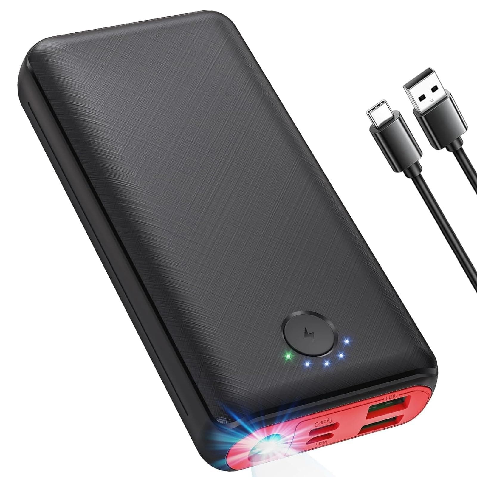 JIGA Batterie Externe 27000mAh 22.5W Power Bank PD 20W USB C Charge Rapide avec Lampe de Poche, Chargeur Portable Les pour iPhone 15 14 13 12 11 Pro Samsung Huawei iPad