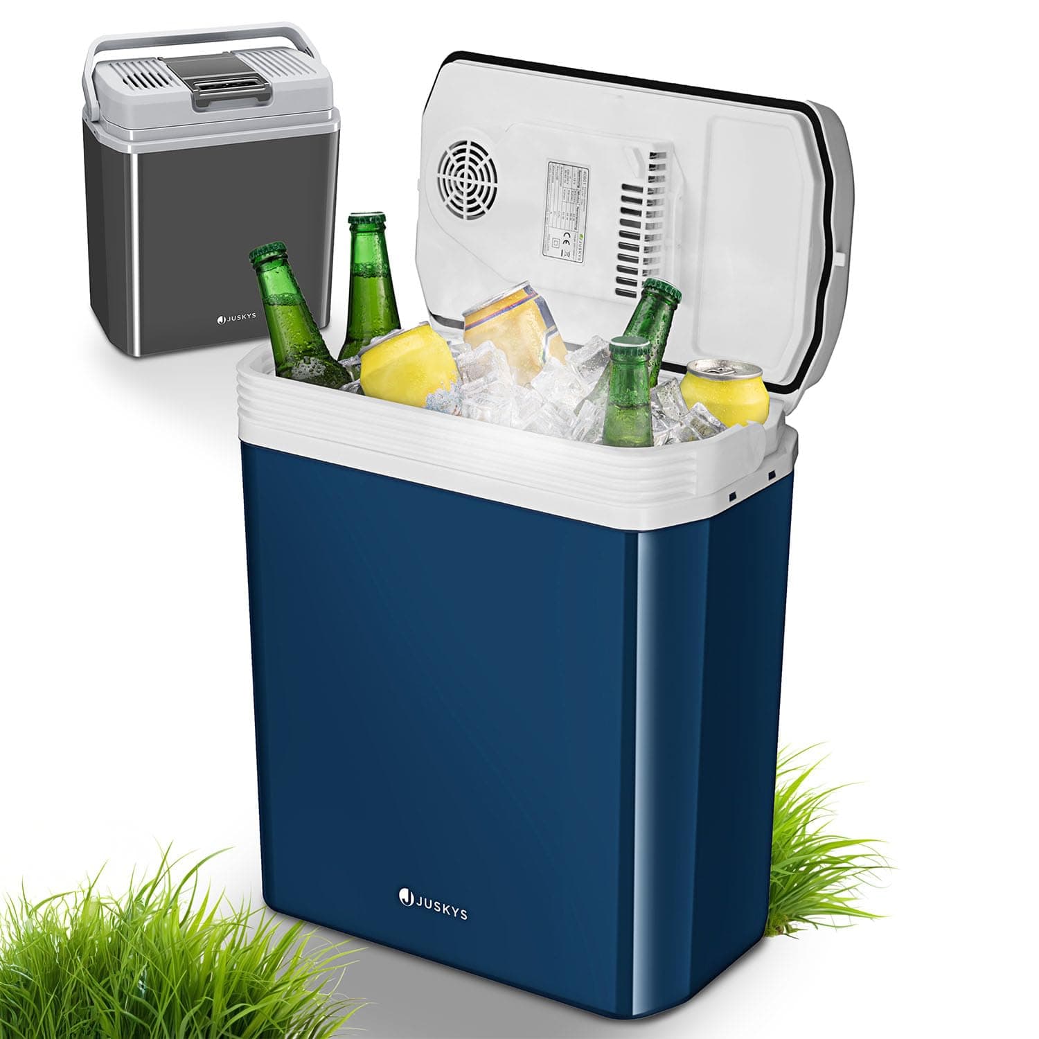 Juskys elektrische Kühlbox 12 V / 230 V für Auto, LKW, Reisemobil, Camping, Boot, Outdoor - Mini Kühlschrank kalt & warm – thermoelektrische Box