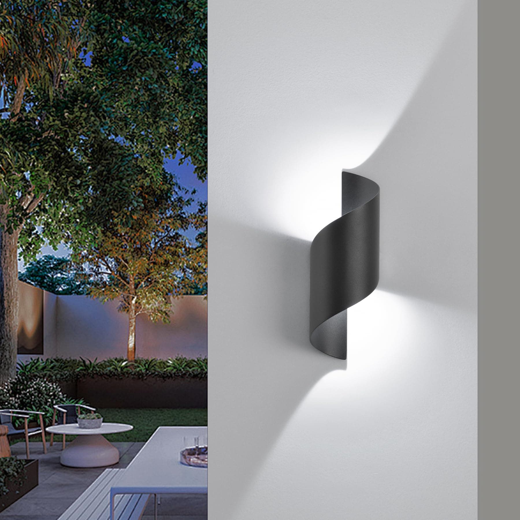 SANSHI LED Applique Murale intérieur/Extérieur,10W 6000K Blanc Froid Lampe Murale,Moderne Up Down Luminaire Murale, Spirale aluminium Éclairage Mural Etanche IP65 pour Bar Couloir Entrée Jardin,Noir