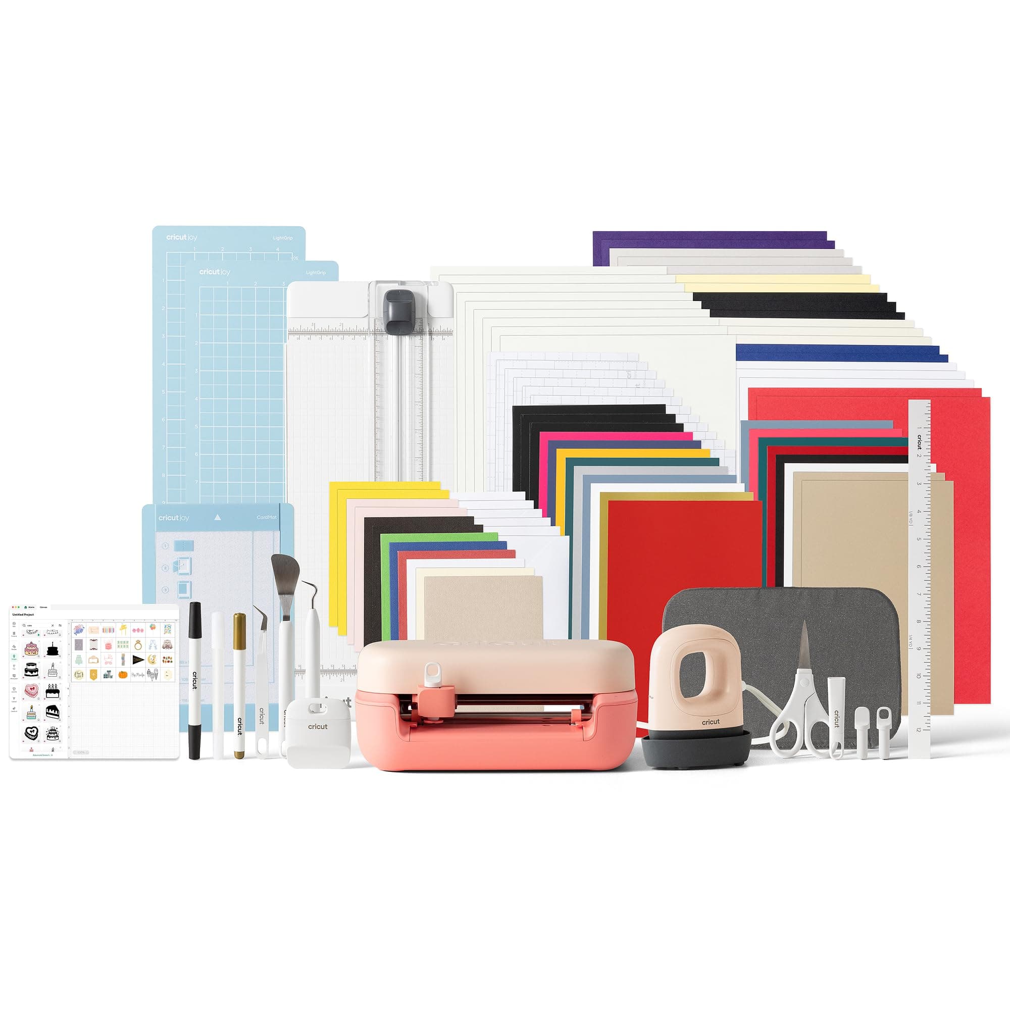 Cricut Joy™ 2 Ultimate Bundle + Contenido digital, Máquina de corte inteligente compacta con prensa térmica para manualidades DIY, tarjetas personalizadas, pegatinas y etiquetas