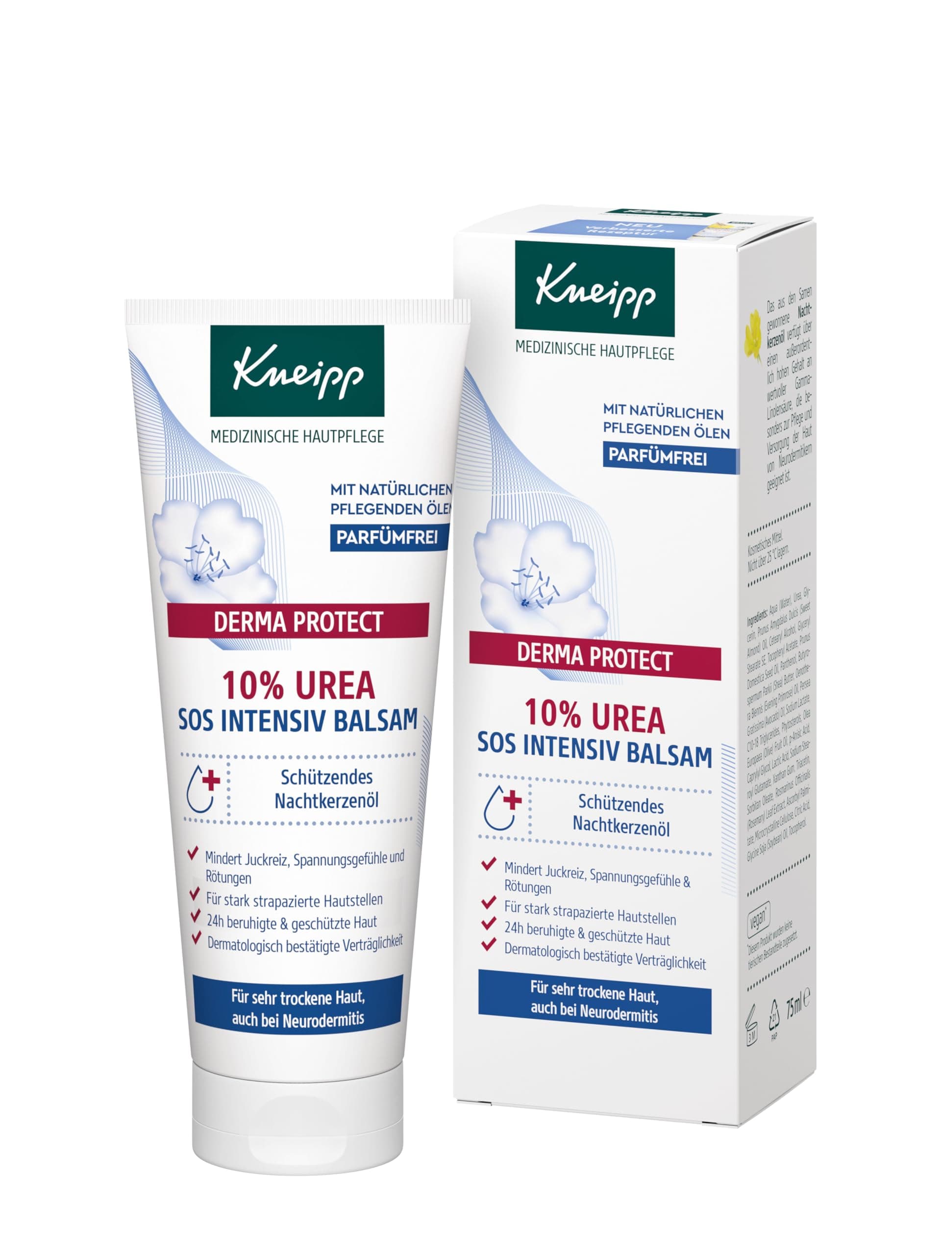 Kneipp DERMA PROTECT 10% UREA SOS Intensiv Balsam - Medizinische Hautpflege - Für sehr trockene Haut, auch bei Neurodermitis - 75ml