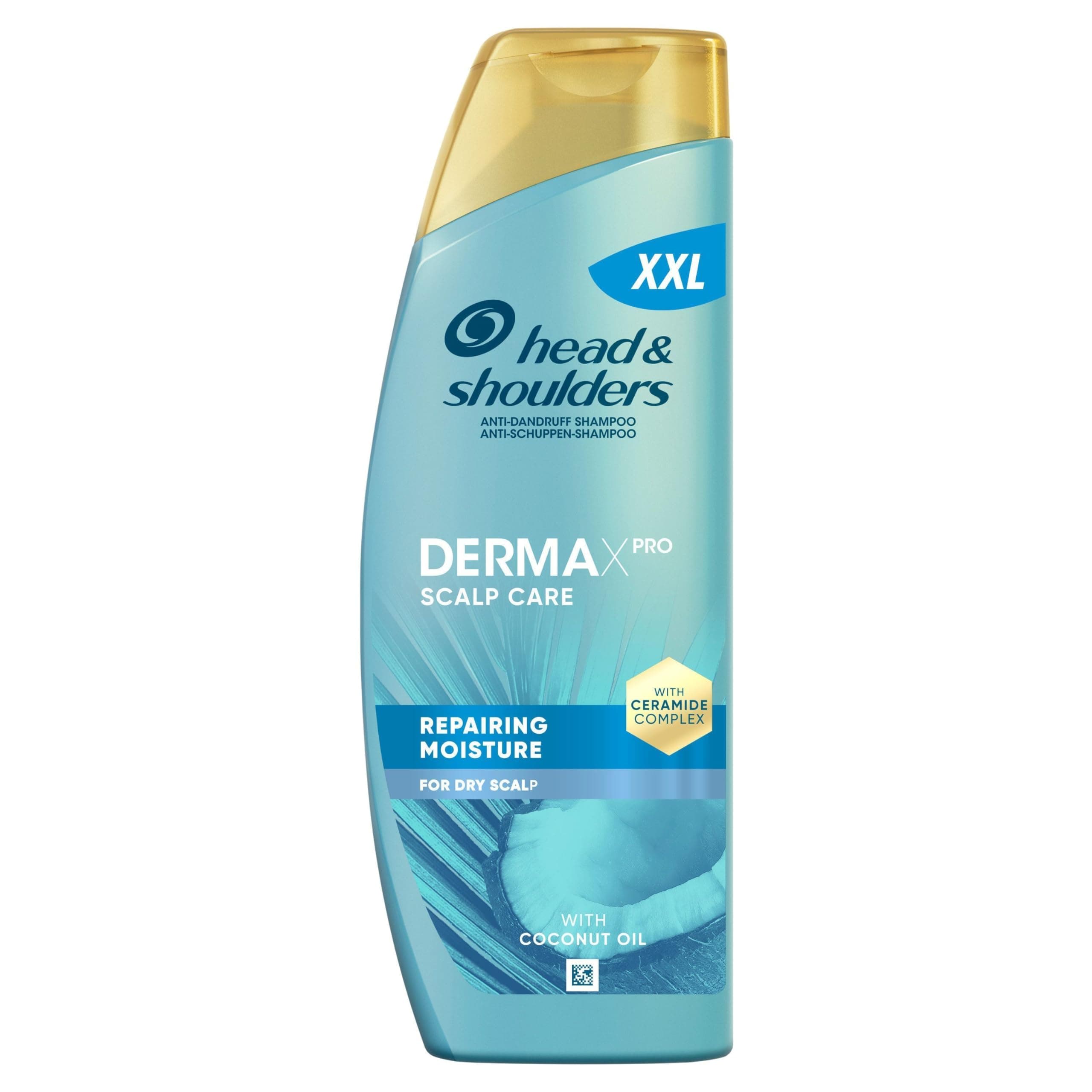 Head & Shoulders DermaXPro Pflegende Feuchtigkeit Anti-Schuppen-Shampoo 500 ml mit Kokosöl und Ceramide-Komplex, 72H Feuchtigkeit für Trockene Kopfhaut