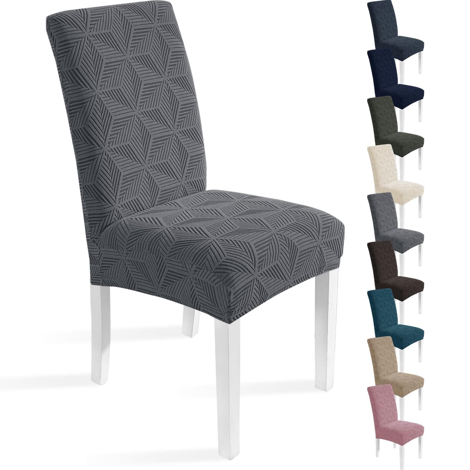 Ystyle Coprisedie con Schienale 6 Pezzi, Coprisedie Elasticizzato, Copri Sedie Soggiorno Cucina, Universali Fodera Sedia Antigraffio Gatto, Moderno Antimacchia Copertura Sedia, Grigio Chiaro