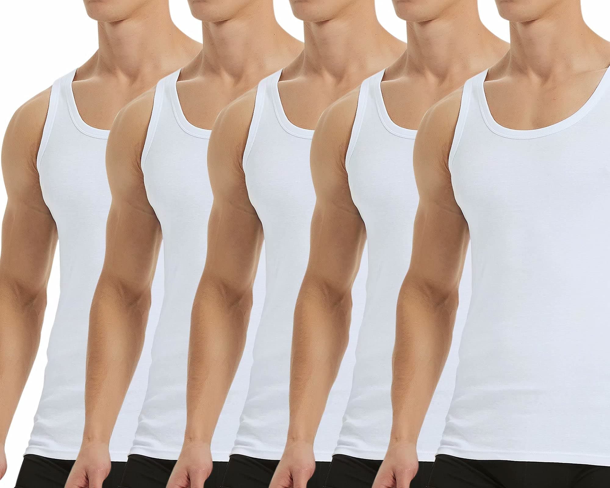 Falechay Débardeur Homme Lot de 5 Maillot de Corps 100% Coton Musculation Sport Maillot de Corps Toutes Les Tailles et Les Couleurs