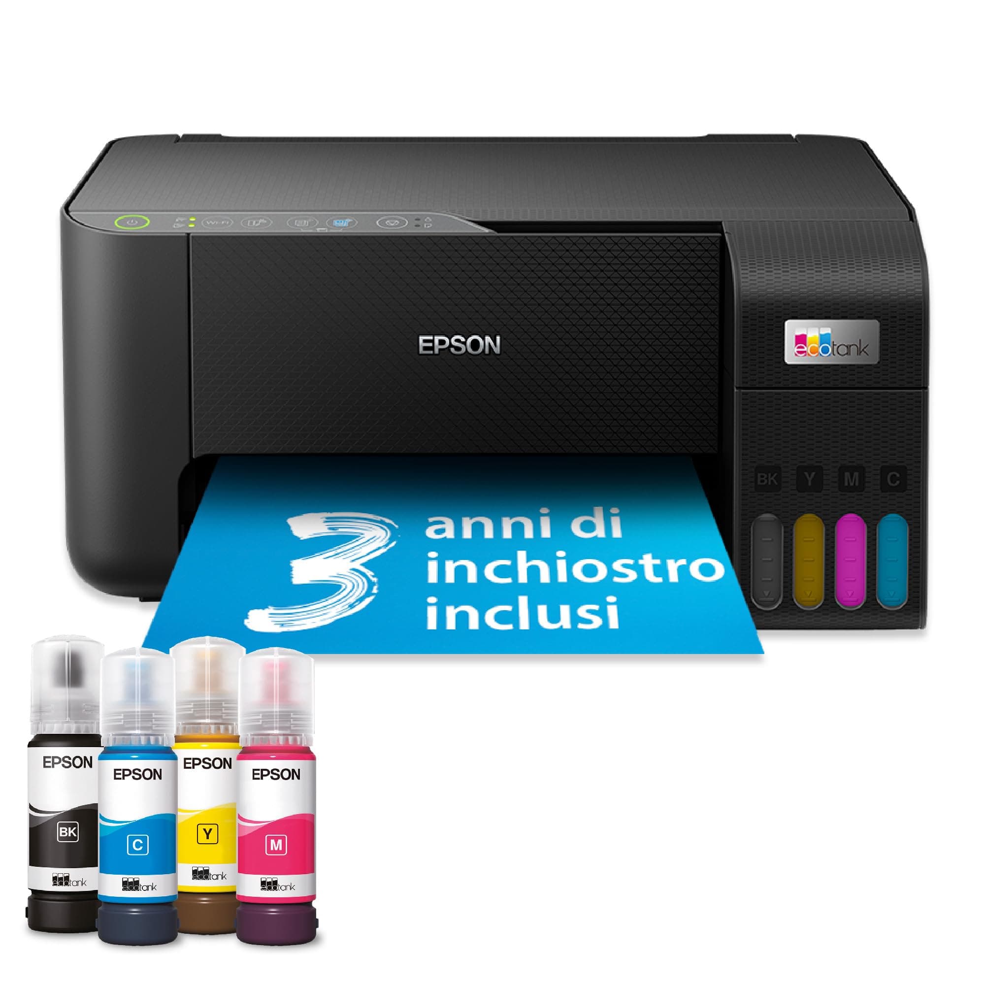 Epson EcoTank ET-2862 Stampante con Serbatoi D’inchiostro | Stampa a Casa Alti Volumi | Wi-Fi | A4 | Stampa, Copia, Scansione | 3 Anni D'Inchiostro Inclusi