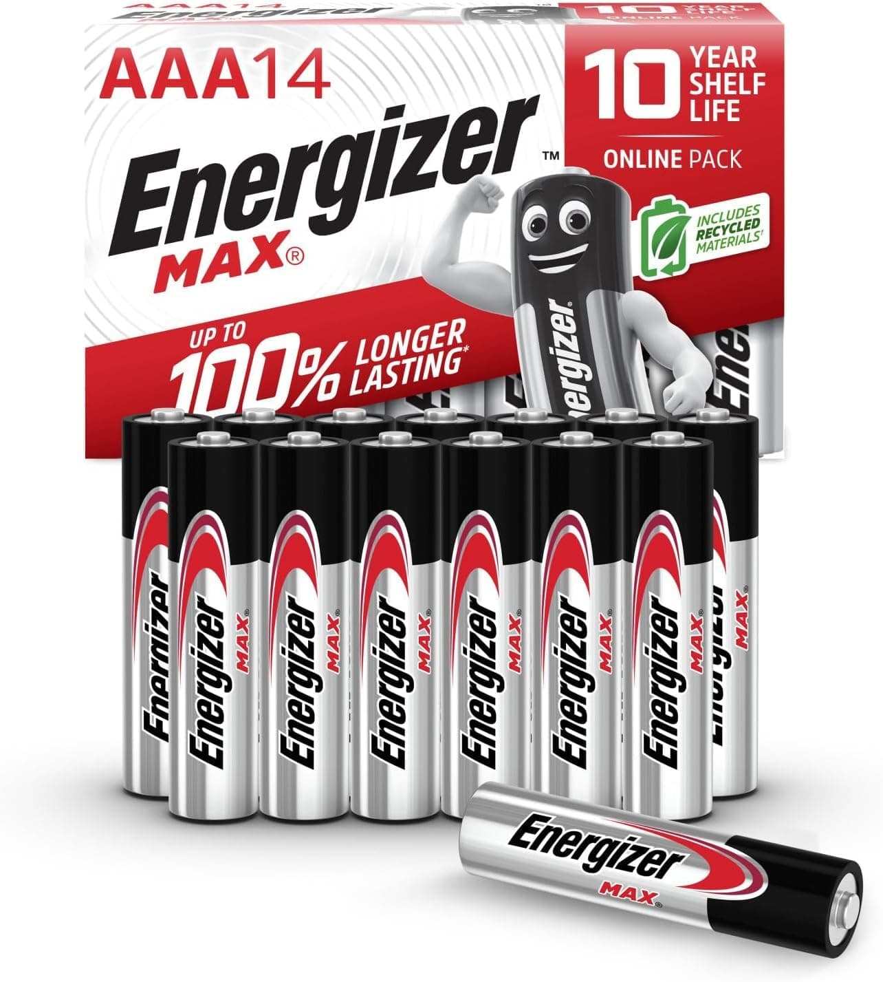 Energizer Max - Piles AAA (Lot de 14) - Alcaline 1,5V - Énergie Longue durée - Idéales pour Les appareils du Quotidien - Emballage 100% Recyclable - Conservation 10 Ans [Exclusivité Amazon]