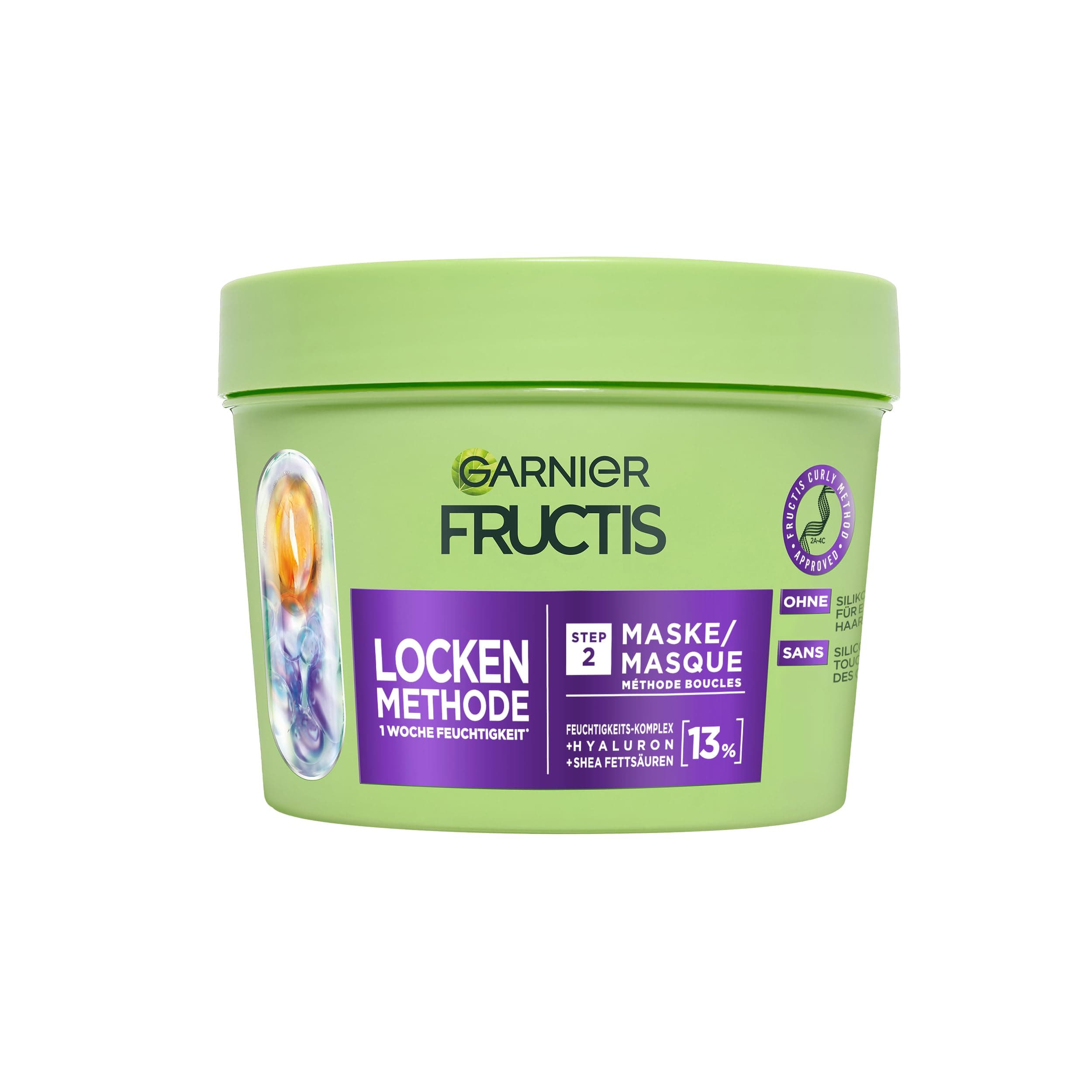 Garnier Feuchtigkeitsauffüllende Haarmaske für alle Arten von Locken, Repariert & revitalisiert, Mit Hyaluron und Shea-Fettsäuren, Vegan, Ohne Silikone, Fructis Locken Methode, 1 x 370 ml