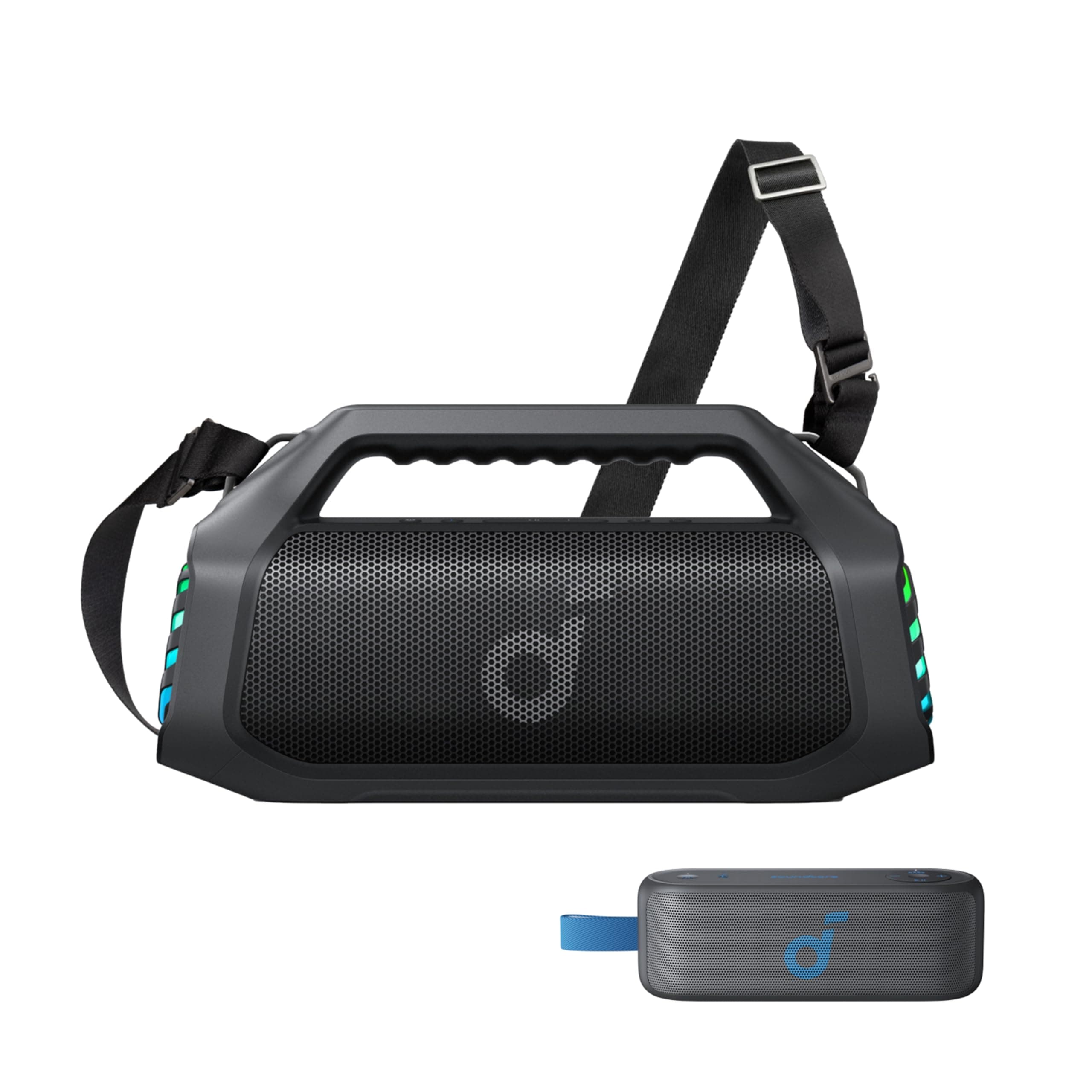 soundcore Boom 2 Pro Outdoor-Lautsprecher, 140W, 2+2 Kanäle, BassUp 2.0, 20h, IP68, RGB-Lichter, Powerbank, BT 5.3 & Select 3 IPX7 Bundle