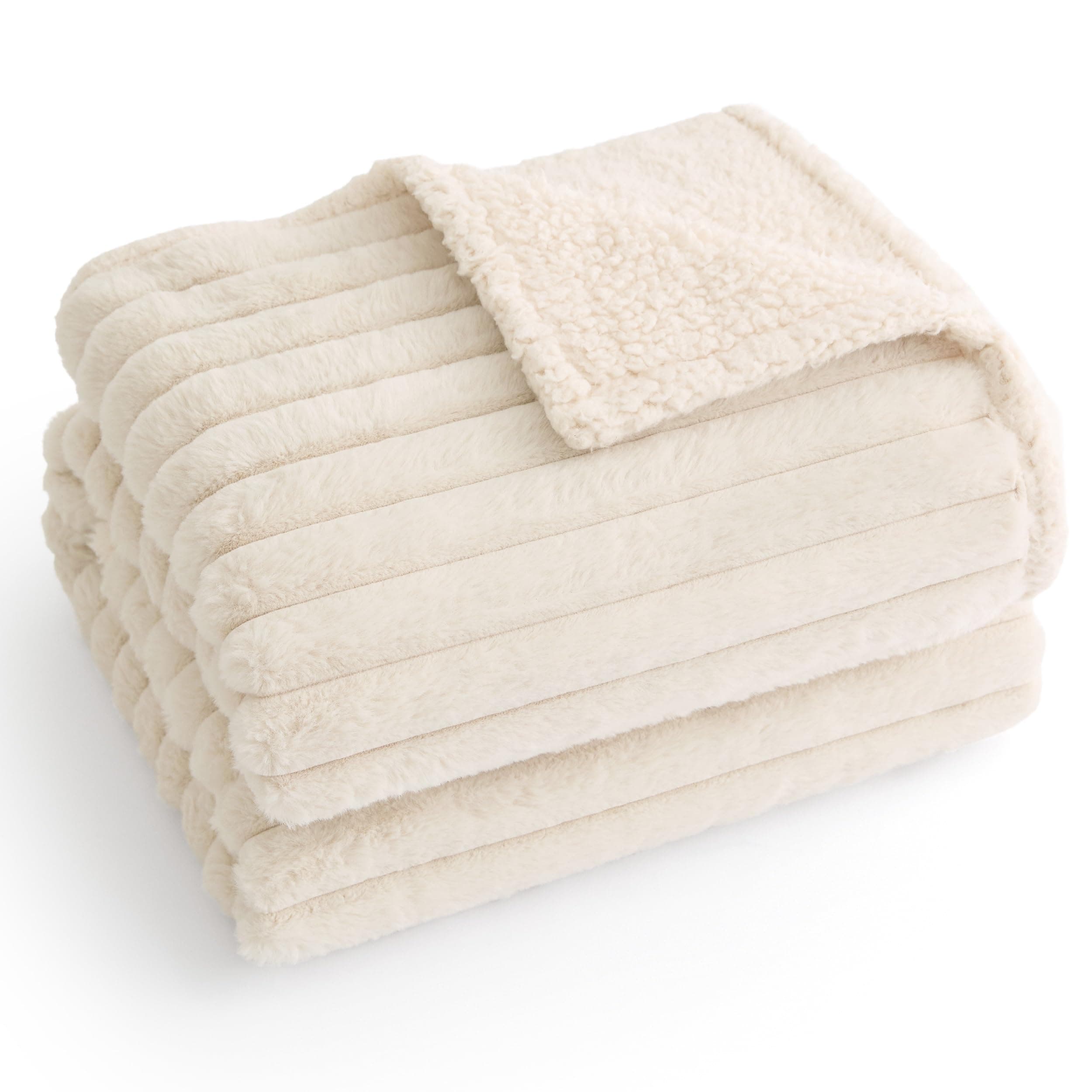 BEDSURE wasserdichte Hundedecke - 102 x 127 cm Hundedecke waschbar für große Hunde, Haustier Decke flauschig und weich, Schutzdecke Hundesofa, Decke für Hunde, Creme