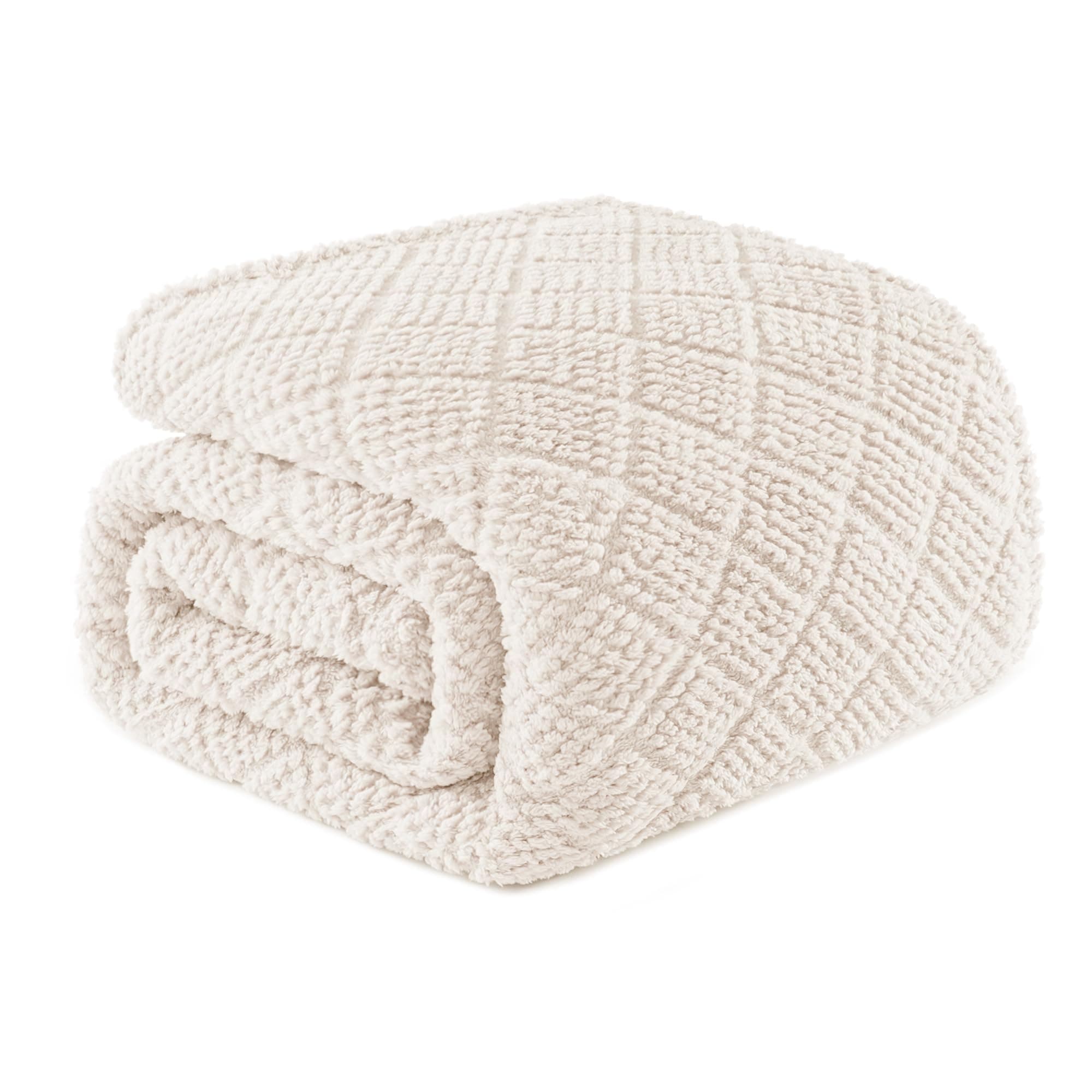 Whale Flotilla Plaid Couverture Polaire en Microfibre, Couverture Jeté de Canapé en Gaufrée Chaude, Douce pour 4 Saisons, 220X240CM, Blanc