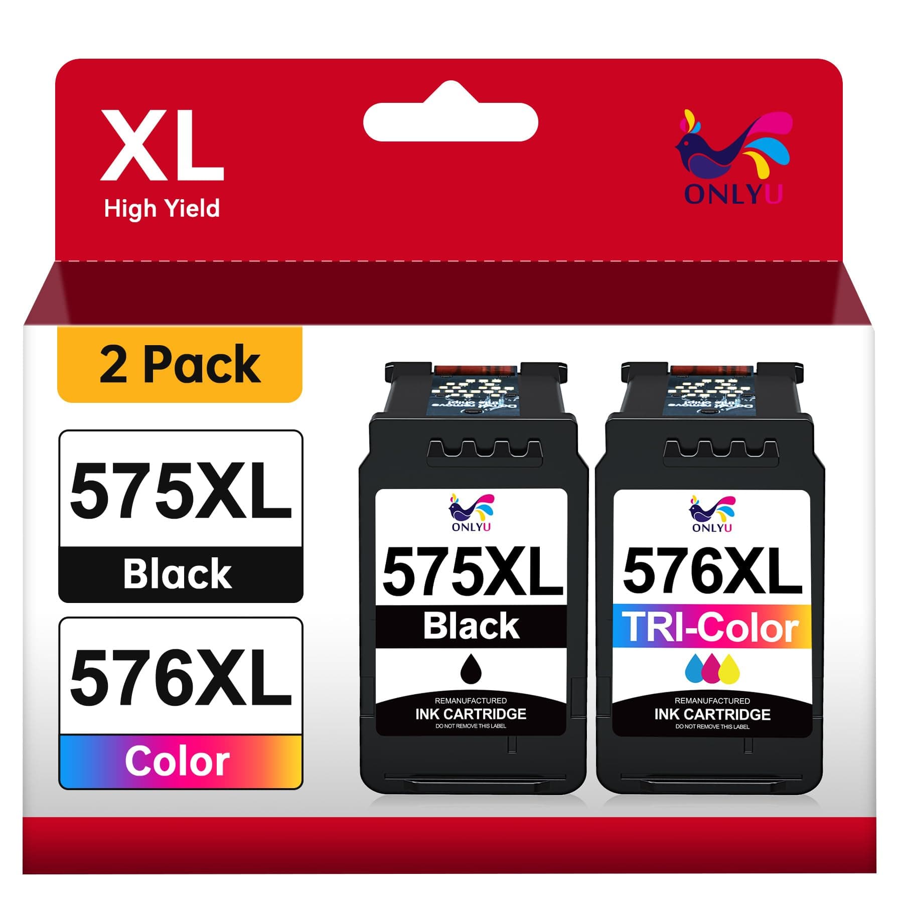 ONLYU 575XL 576XL Cartouche d'encre Remplacement pour Canon 575 576 PG575XL CL576XL pour Canon PIXMA TS3750i TR4755i TS3751i TR4756i TS3752i TS3550i TS3551i TR4750i TR4751i (Noir,Couleur)