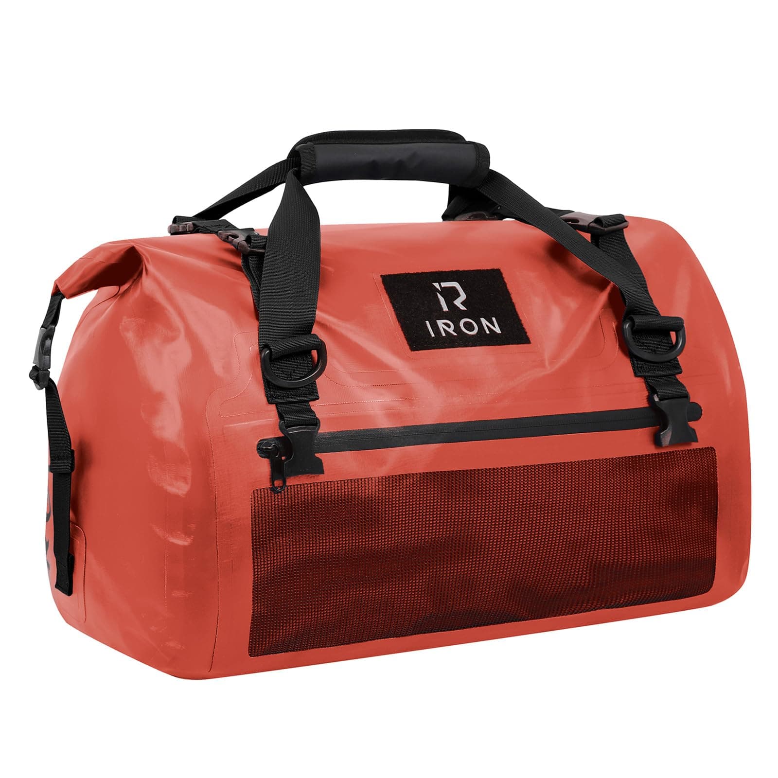 IRON JIA'S Bolsa Moto Impermeable Bolsa Viaje Trasera con Cierre Superior Enrollable Correas para los Hombros Adecuada para Camping Deportes Acuáticos Naranja 50L