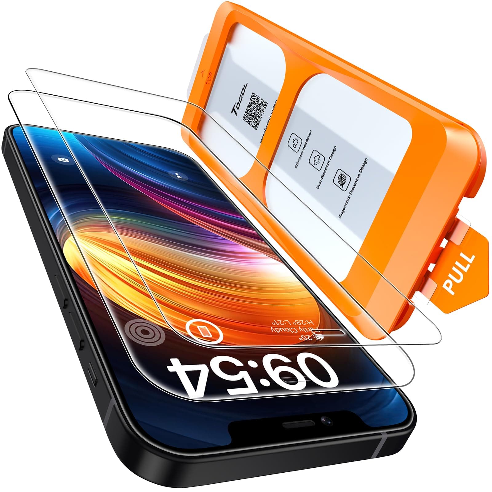 TOCOL Pellicola Protettiva per iPhone 12/12 Pro 6,1 Pollici, Rimozione Automatica Della Polvere, Installazione Rapida, Copertura Completa, Senza Bolle, Durezza 9H Vetro, 2 Pezzi