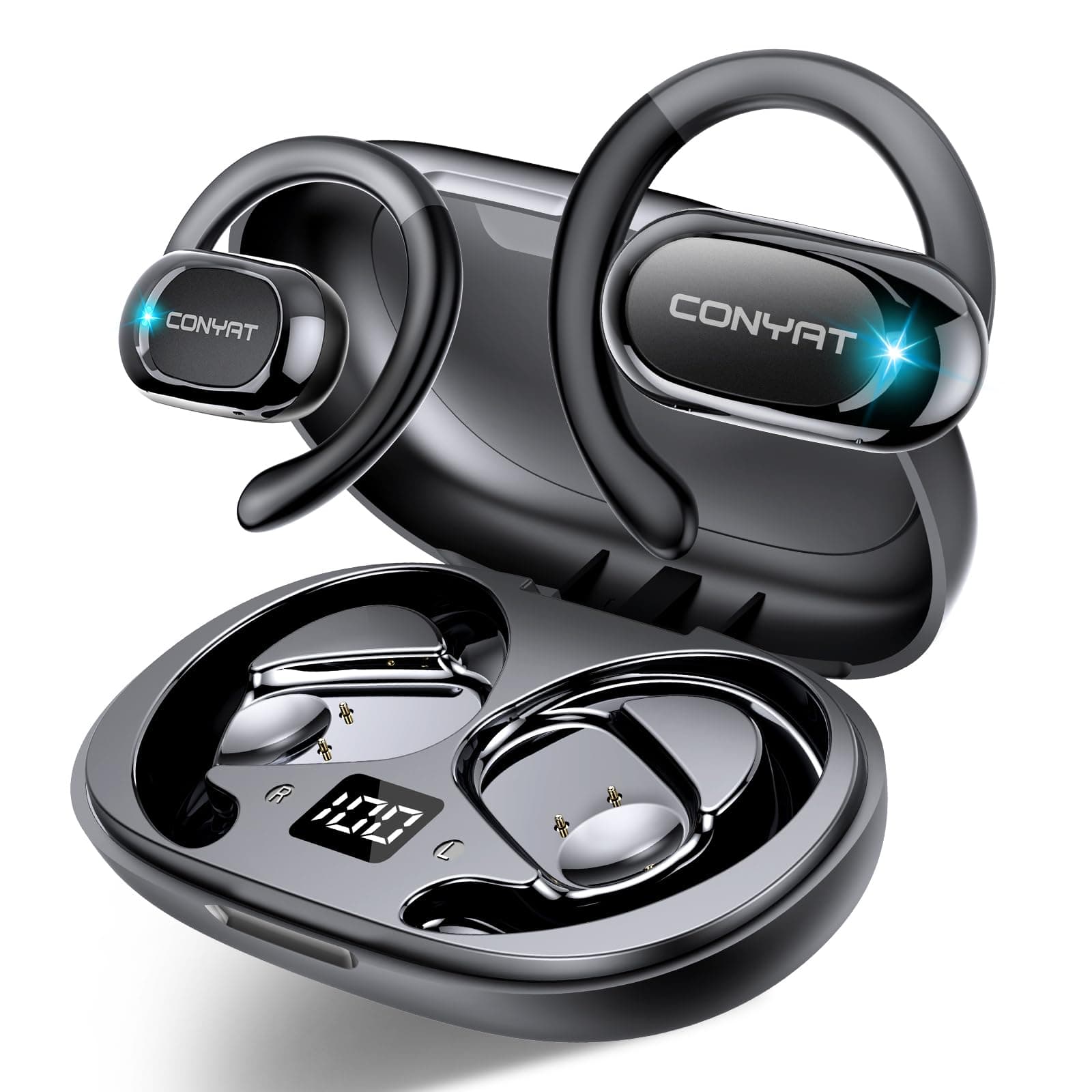 AI Cuffie Traduzione, Bluetooth 5.4 Auricolari traduttori in Tempo reale con 164 Lingue, 58 Ore Open-Ear Cuffie Traduttore Simultaneo Vocale con 7 Modalità per Viaggi, Studio, Affari, Nero