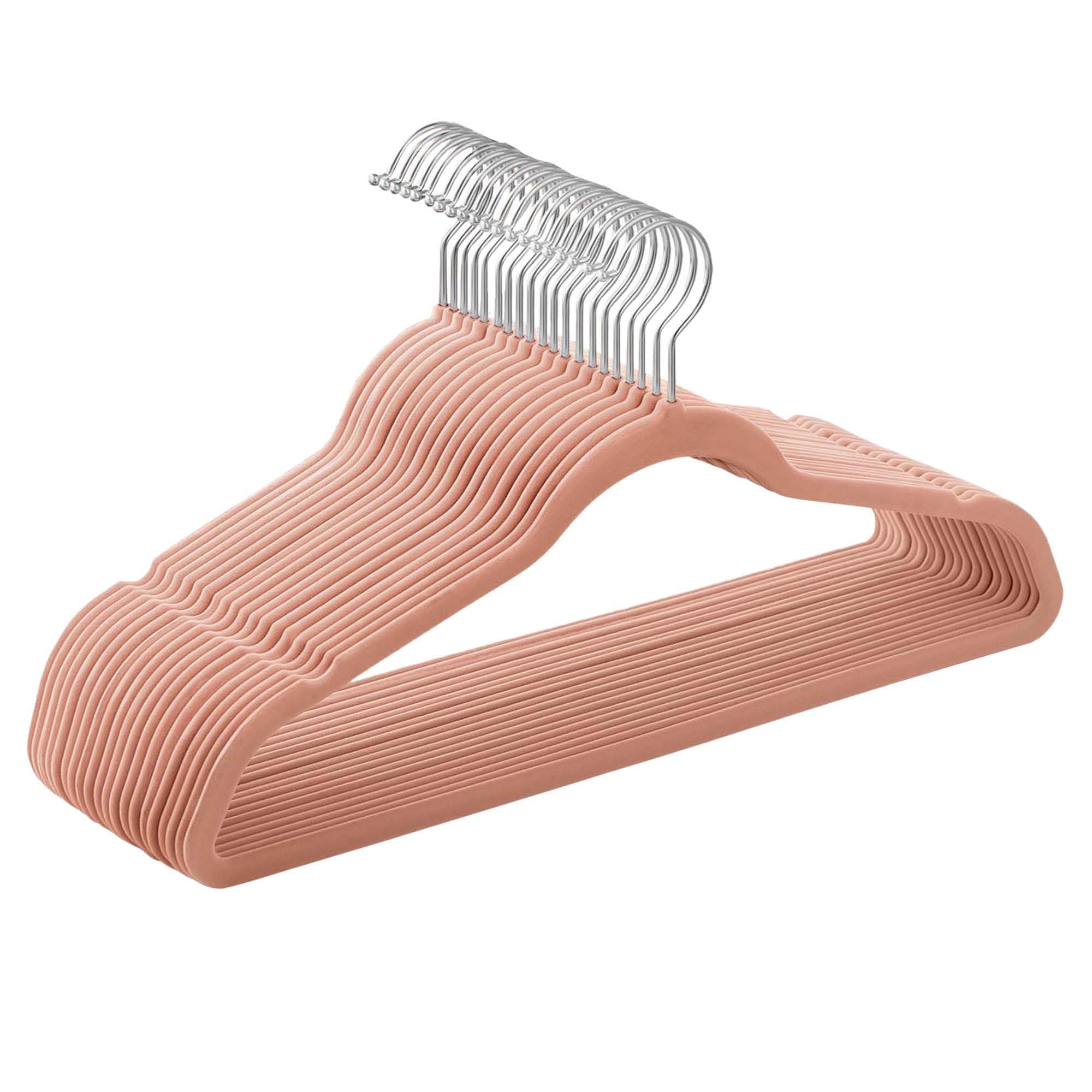 SONGMICS Kleiderbügel Samt, 20er Set, Bügel, Jackenbügel, 41,5 cm breit, Anzugbügel, dünn, gut belastbar, um 360° drehbarer Haken, für Mäntel, Hemden und Anzüge, Hellrosa CRF026R20
