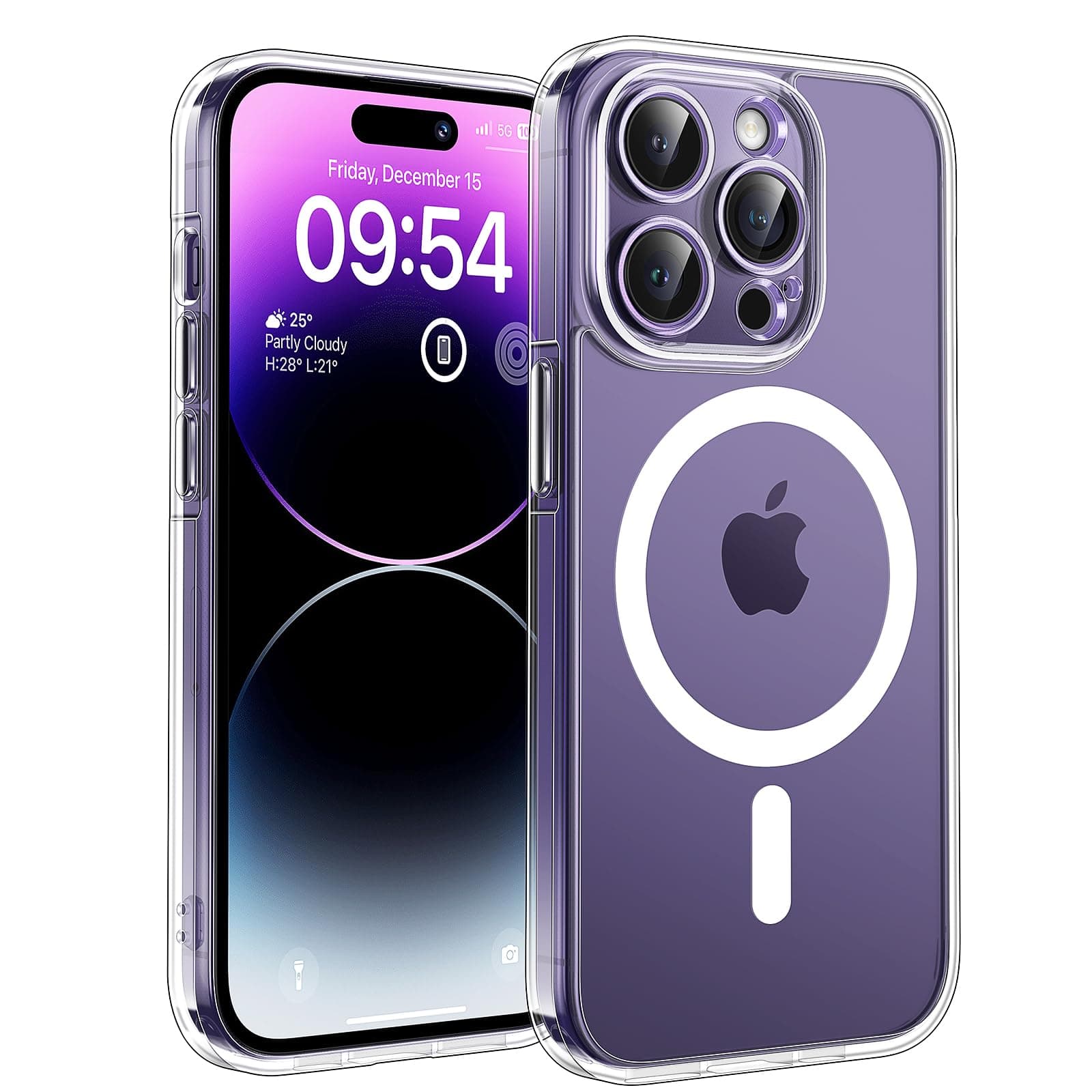 TOCOL Coque Magnétique pour iPhone 14 Pro Max 6,7 Pouces, Compatible avec MagSafe, Pas Facile à Jaunir, Protection de l'objectif améliorée, Fine Antichoc, Transparent