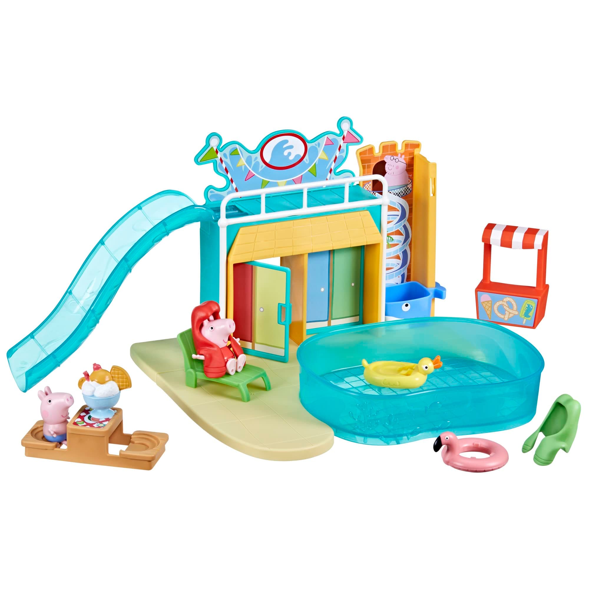 Peppa Pig Spielzeuge Schwimmbad-Spaß mit Peppa, Spielset mit 15 Teilen und 2 Figuren, Kinderspielzeug