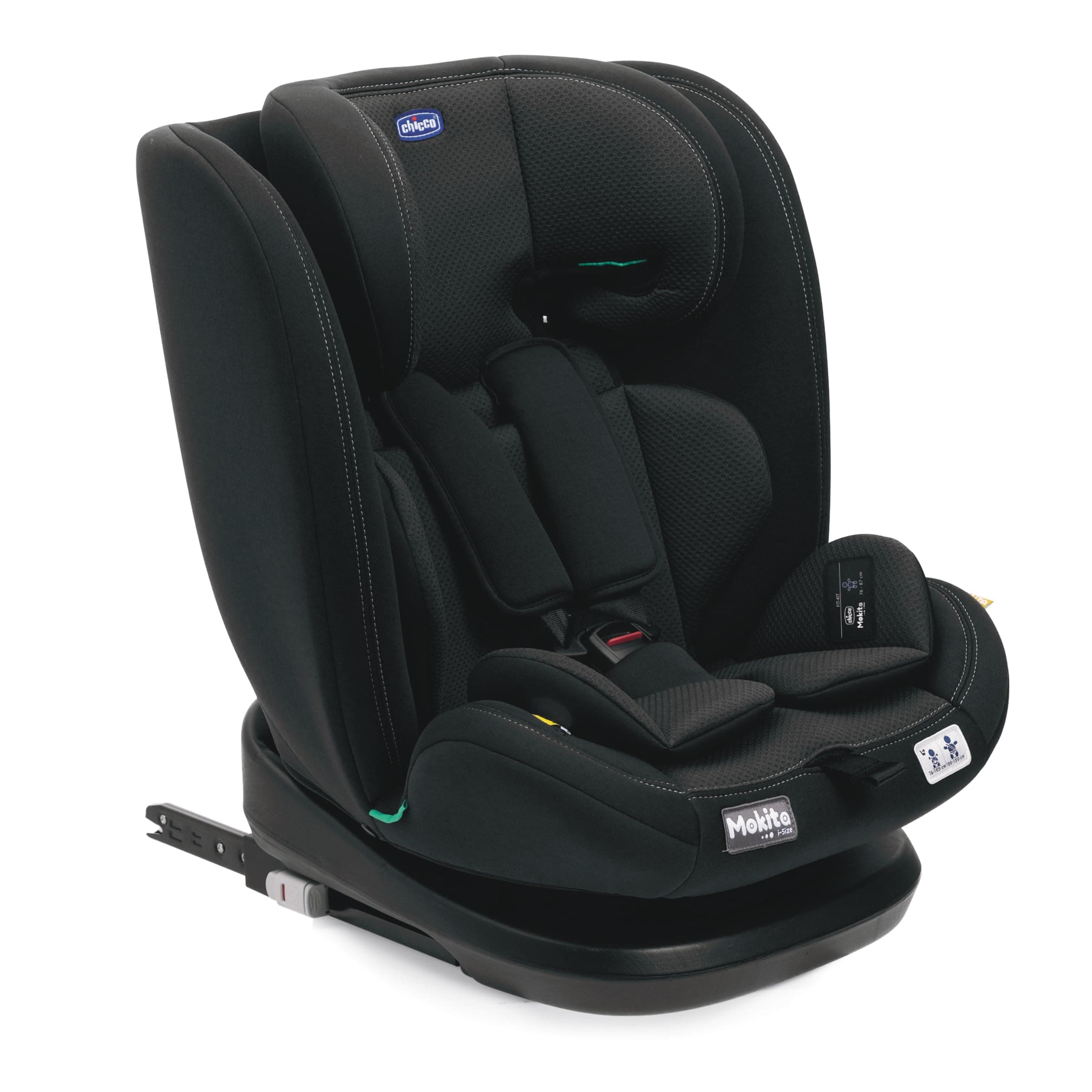 Chicco Silla de Coche Mokita I-Size, con Sistema Isofix, para niños de Entre 76 y 150 cm de Altura, utilizable a Partir de los 15 Meses. Reductor Incluido. Color Negro (Jet Black)