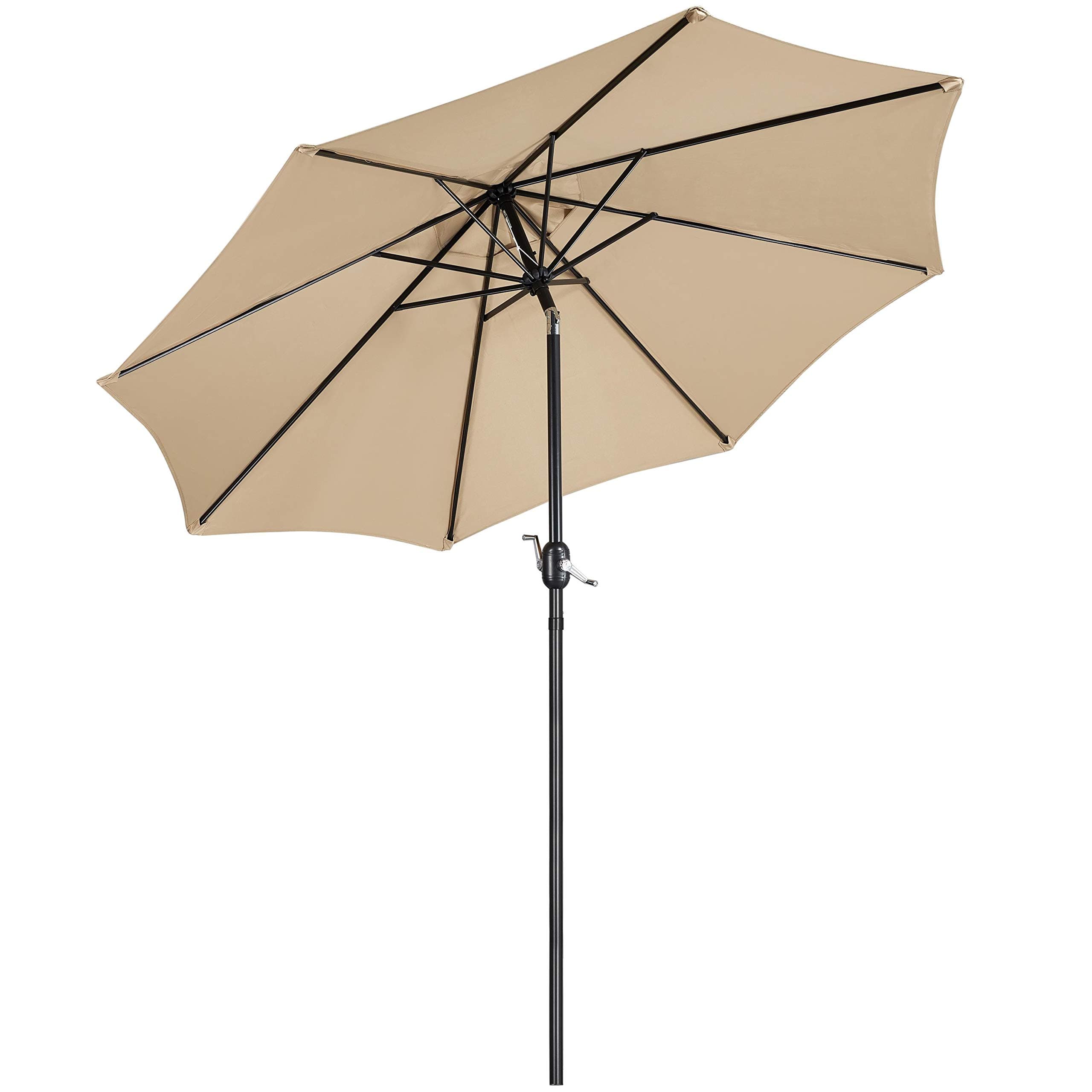 Yaheetech Parasol de Jardin Extérieur Parasol Inclinable 230cm/270cm/327cm avec 8 Baleines Cadre en Métal Protection Solaire pour Jardin Terrasse Patio Piscine Plage Balcon 270 cm Kaki
