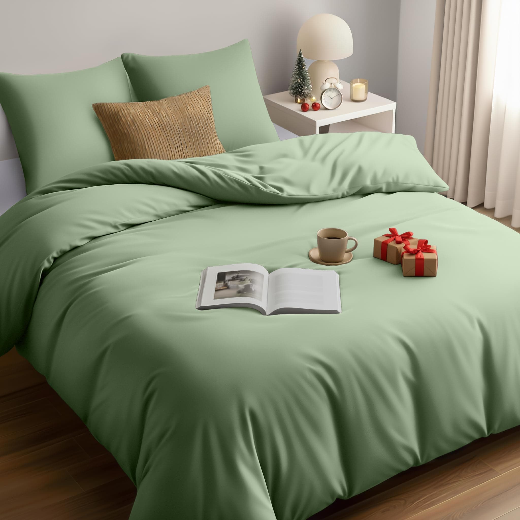 Utopia Bedding Funda Nordica Cama 180 - Microfibra Juego de Funda Nordica 240x260 cm y 2 Fundas de Almohada 65x65 cm (Verde Salvia)