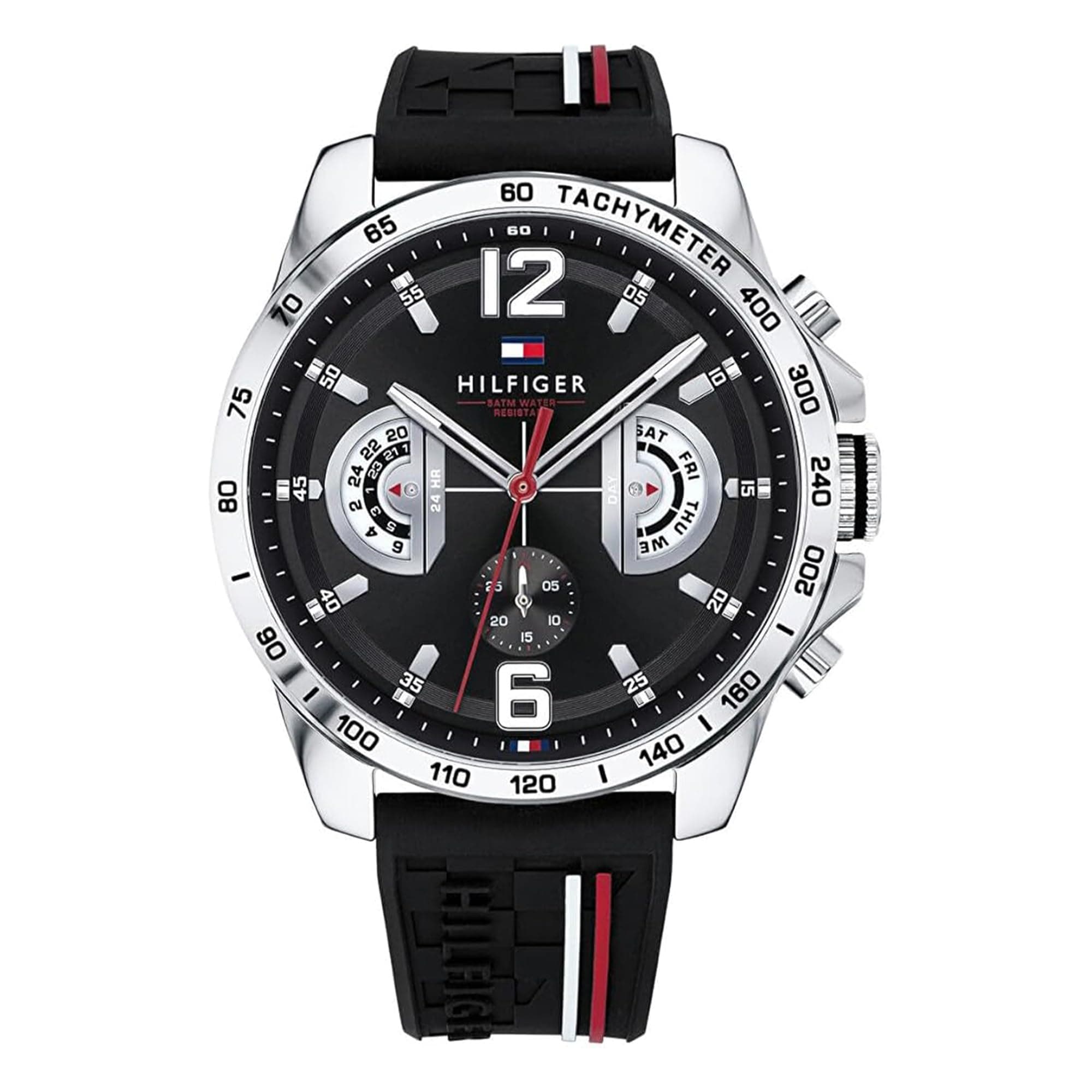Tommy Hilfiger Reloj Analógico Multifuncional de Cuarzo para Hombres con Correa de Silicona, Acero Inoxidable o Cuero, Subesferas para Día y Fecha, Resistente al Agua hasta 5ATM.