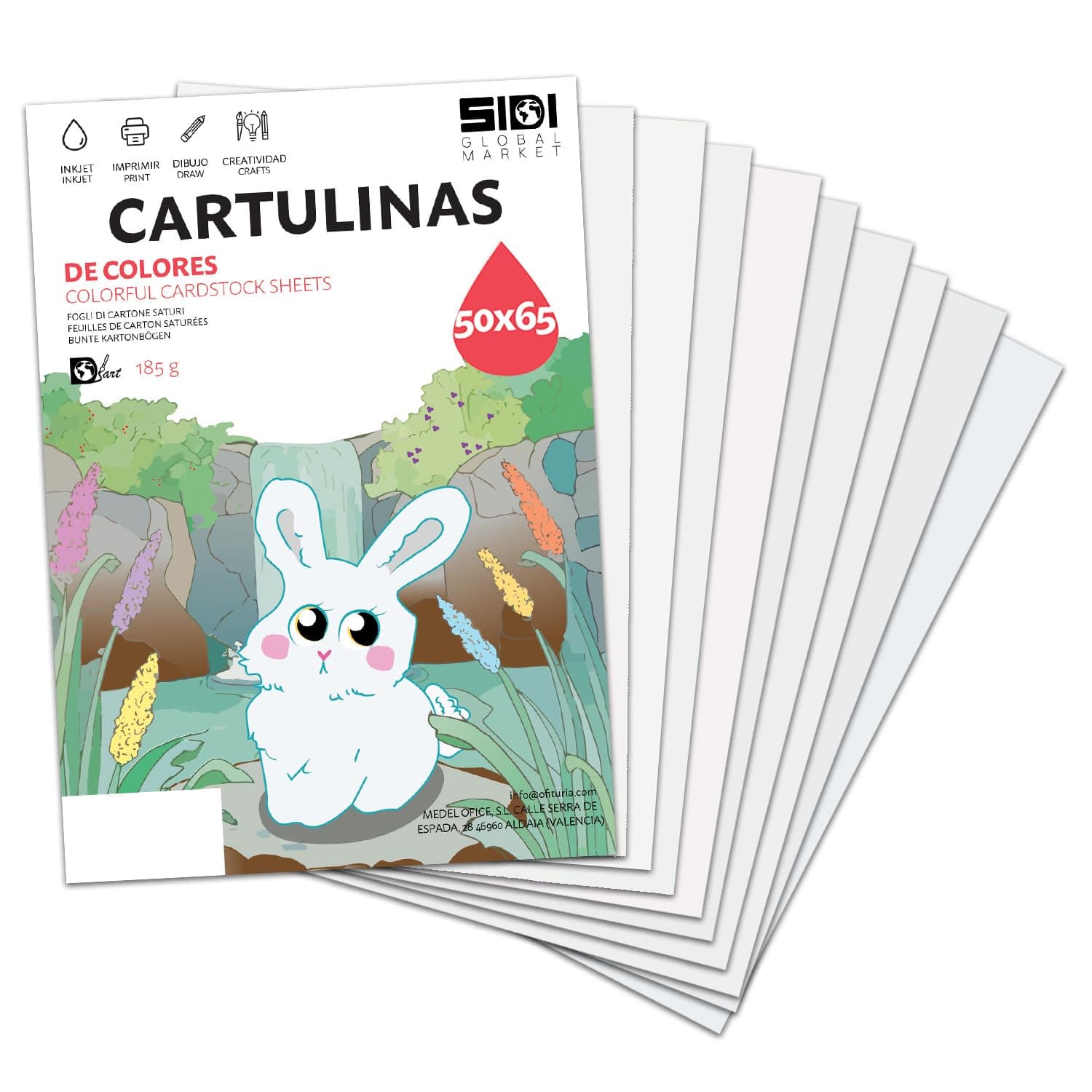 Cartulina 50x65 Blanca 185 g Cartulina Grande para Manualidades, Scrapbooking, Carteles, Papel Cartulina Gruesa – SIDI (blanco, 25h)