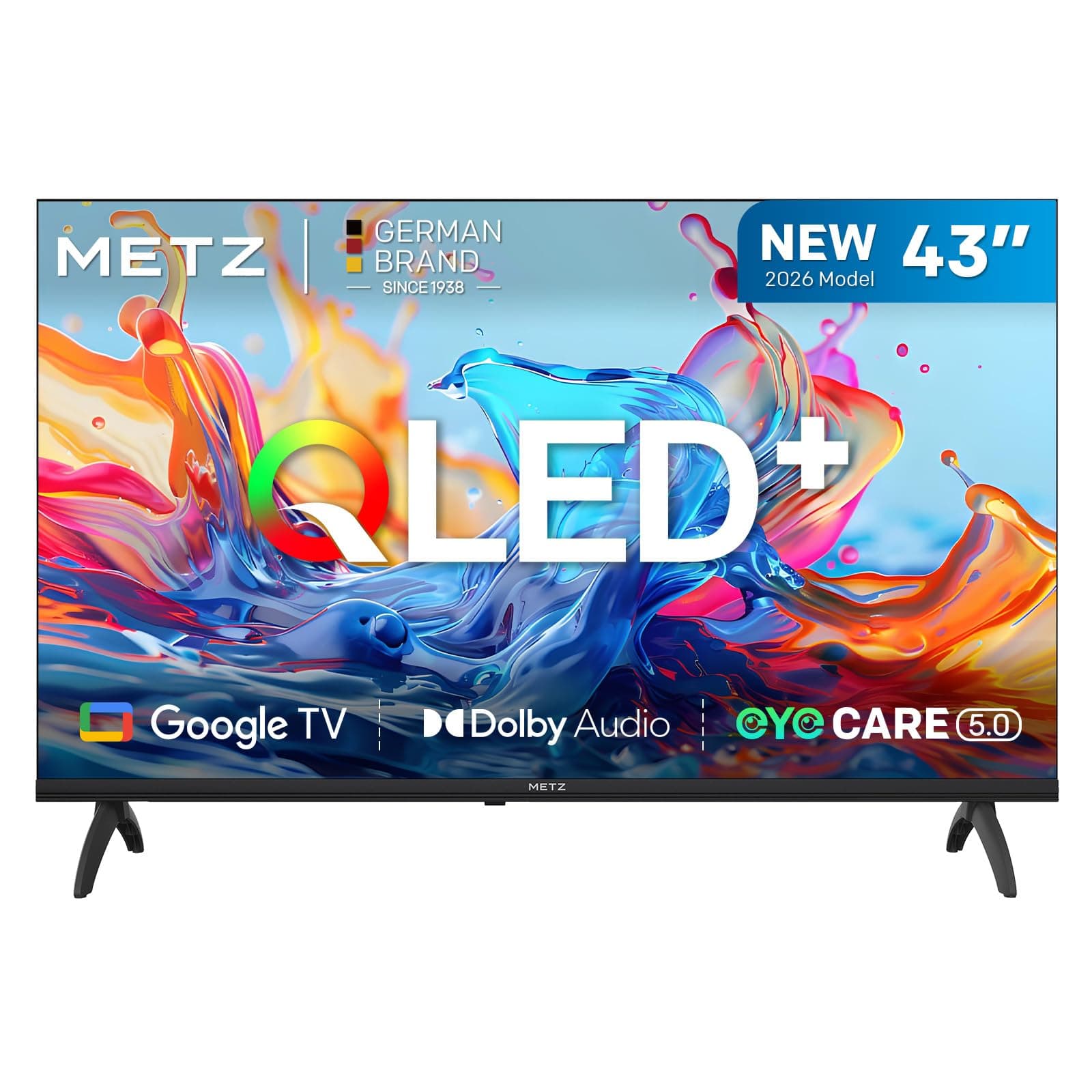 Metz 43 Pouces (108 cm) Smart TV FHD Google Television LED, Gen 6 QLED +, HDR 10 Dolby Audio Bluetooth 5,1 EyeCare Tuner DVB-T/T2/C/S/S2 CI+ (43MQH7000Z, 2026 Nouveau Modèle)