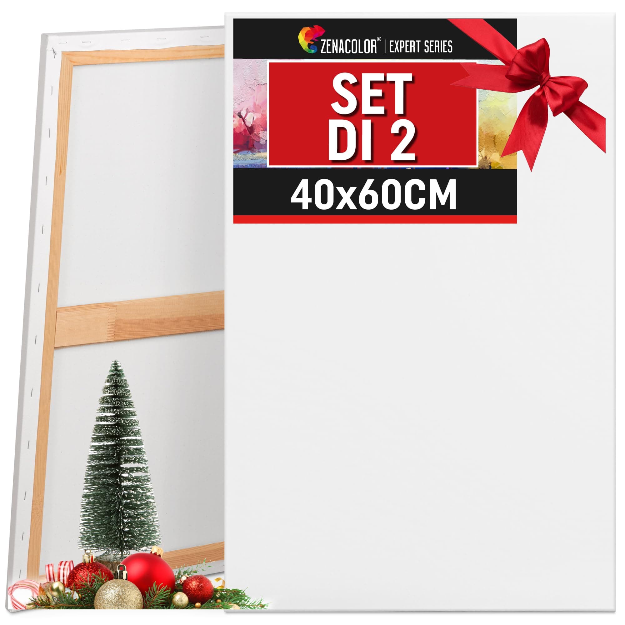 Zenacolor Tela per Dipingere 40x60 - Set di 2 Canvas Tele Pittura Senza Acido - Adatte a Tutti i Tipi di Pittura su Tele