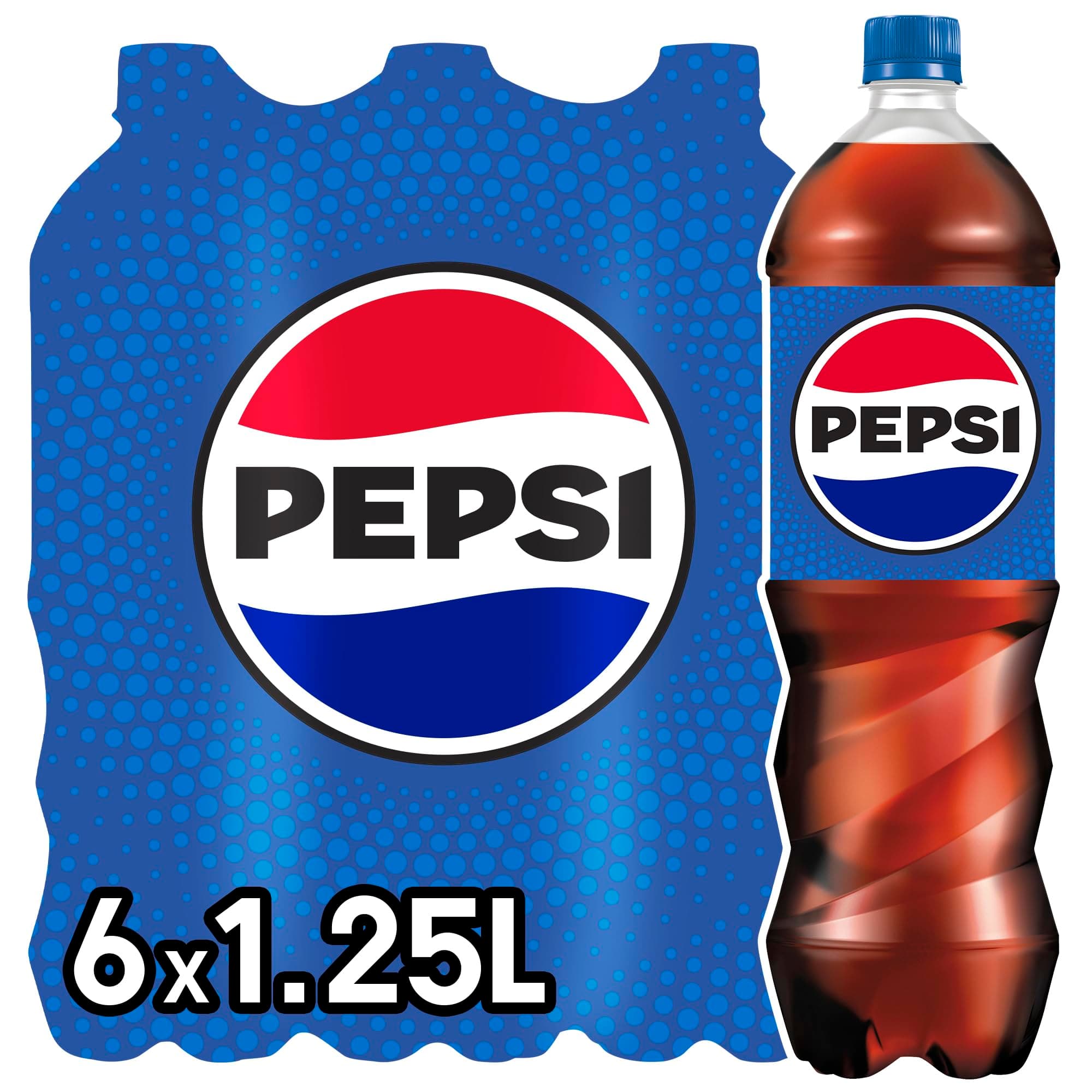 pepsi Original, Koffeinhaltige Cola in Flaschen, EINWEG (6 x 1.25 l) (Verpackungsdesign kann abweichen)