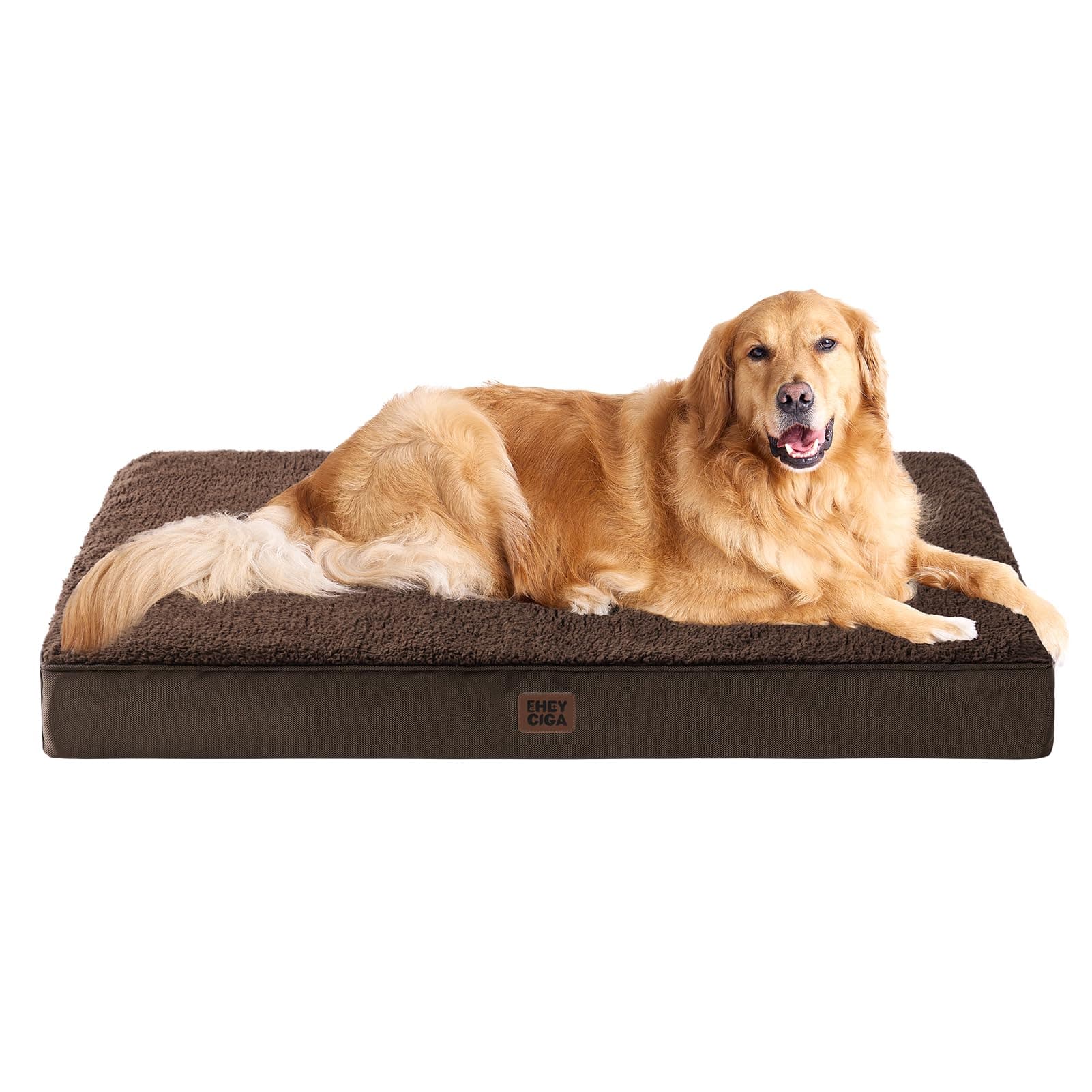 EHEYCIGA Cama Perros Extra Grande Ortopédica, 112x81x9cm Colchon Perro con Espuma De Caja De Huevos, Colchoneta Perro Lavable, Dog Bed, Marrón