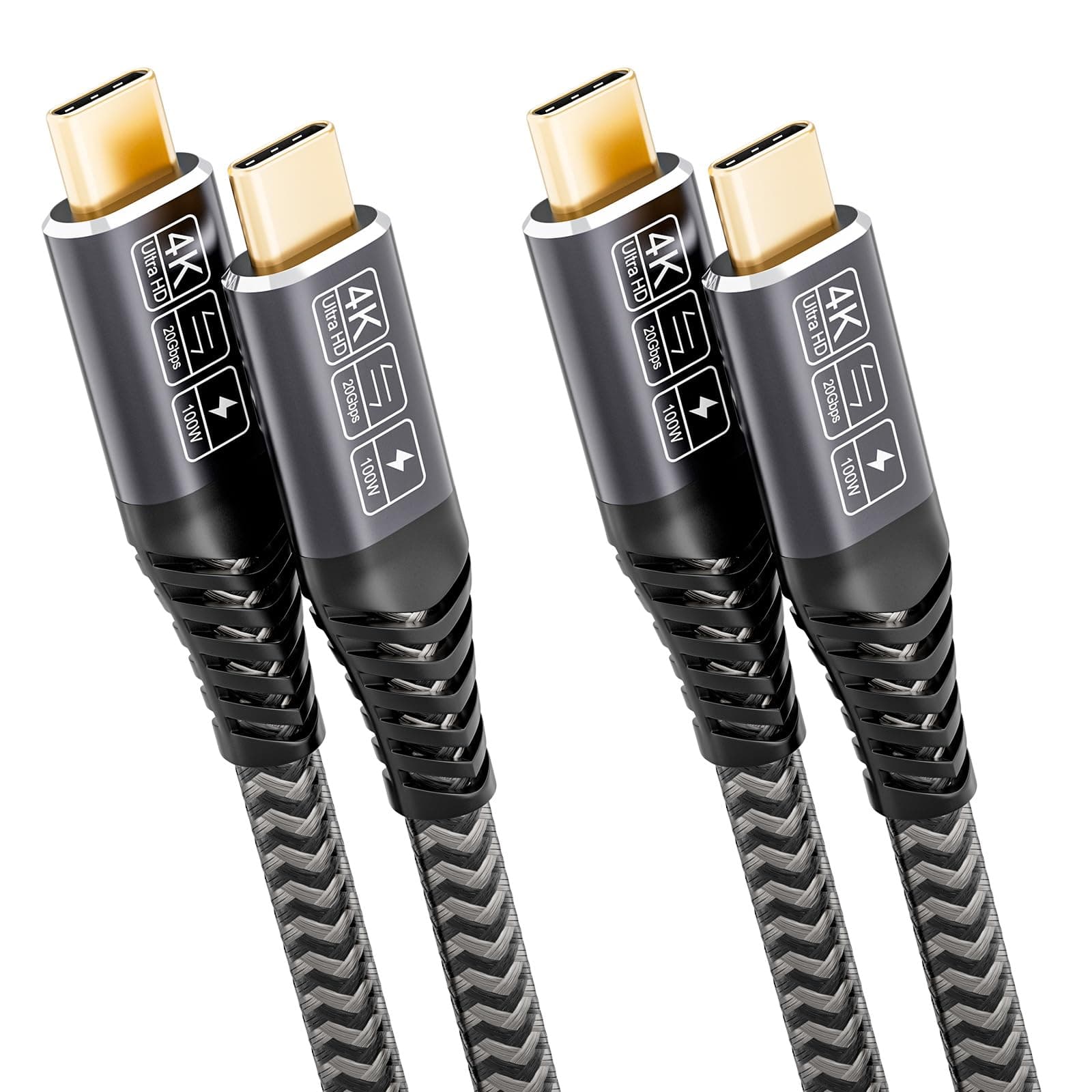 CAKOBLE Câble USB C 2m,[2M/Lot de 2] 100W Câble USB C 3.2 Gen2 20 Gbps Cable USBC Charge Rapide,4K@60Hz Compatible Thunderbolt 4/3 Pour iPhone 16,Hub,Dock,M3,SSD,eGPU,Laptops, Display,Monitor