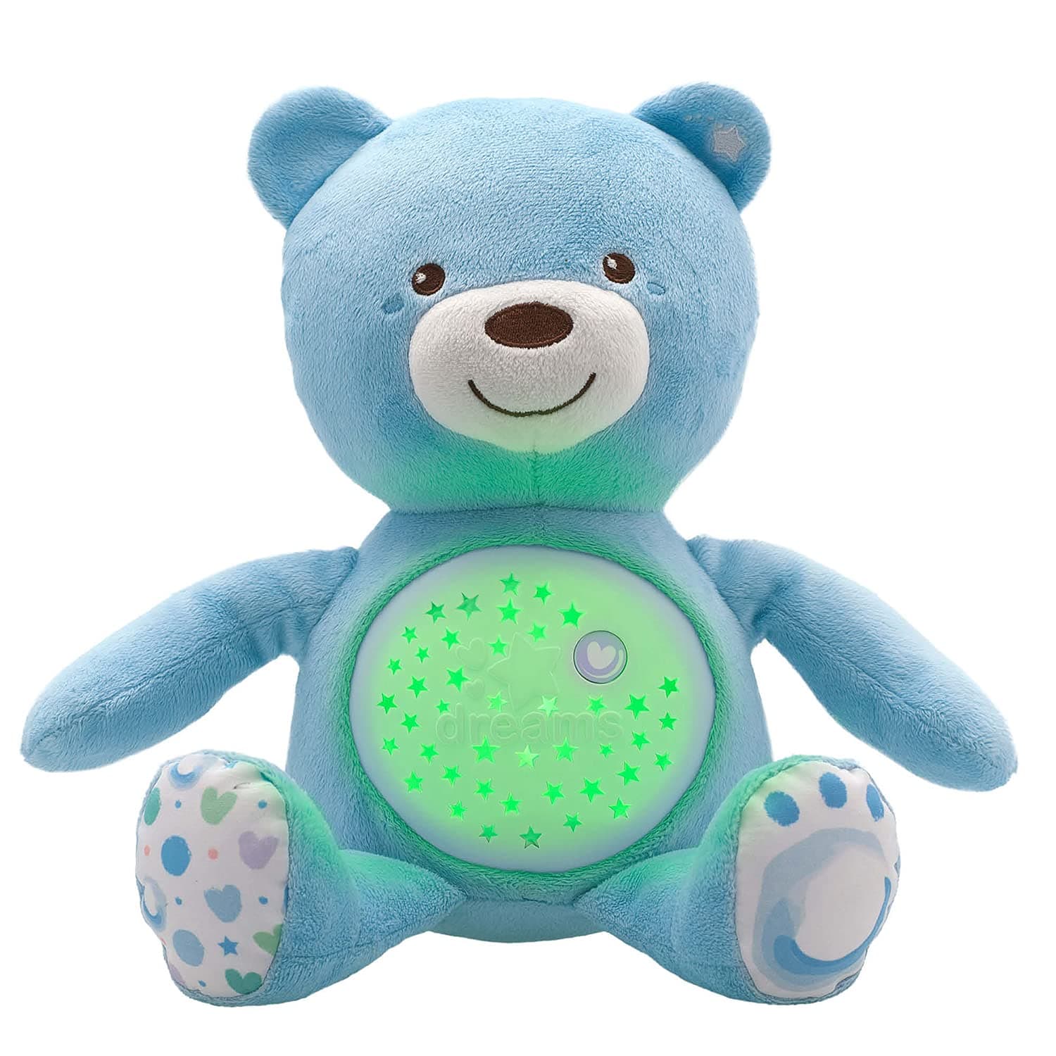 Chicco First Dreams Orsacchiotto Peluche Baby Bear, Soffice Pupazzo Proiettore con Luce Notturna Bambini, Effetti Luminosi e Rilassanti Melodie, Azzurro - Giochi Neonato 0 Mesi +