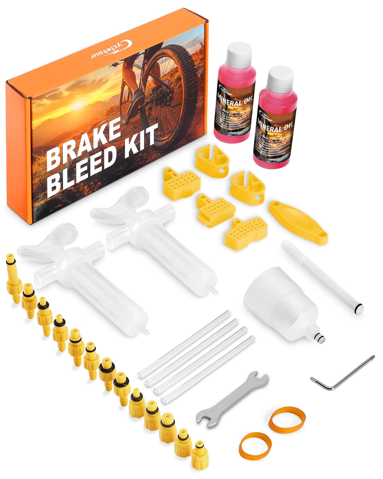 cycletour Kit Spurgo Freni per Shimano, TEKTRO, TRP Freni Idraulici. Include Liquido Freni Minerale per Freni e Istruzioni per l'uso