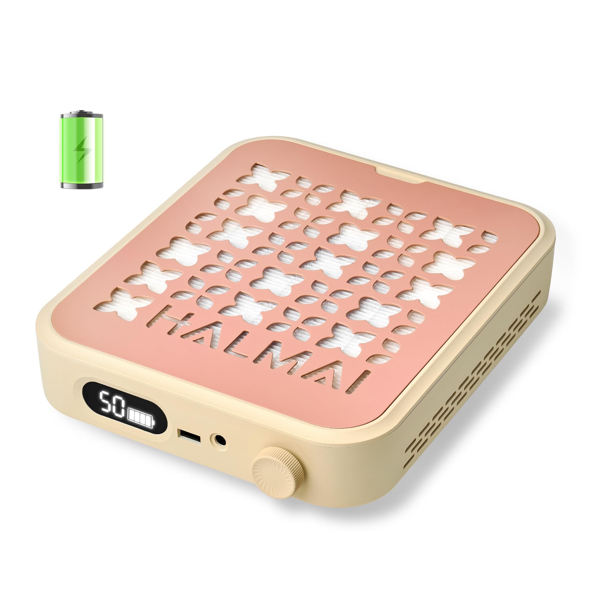 HALMAI Aspirateur à poussière rechargeable sans fil - 800Pa aspiration, moteur sans balais 5000 tr/min, portable pour onglerie (acrylique/gel), filtre HEPA , multi-couleurs (Rose brumeux)