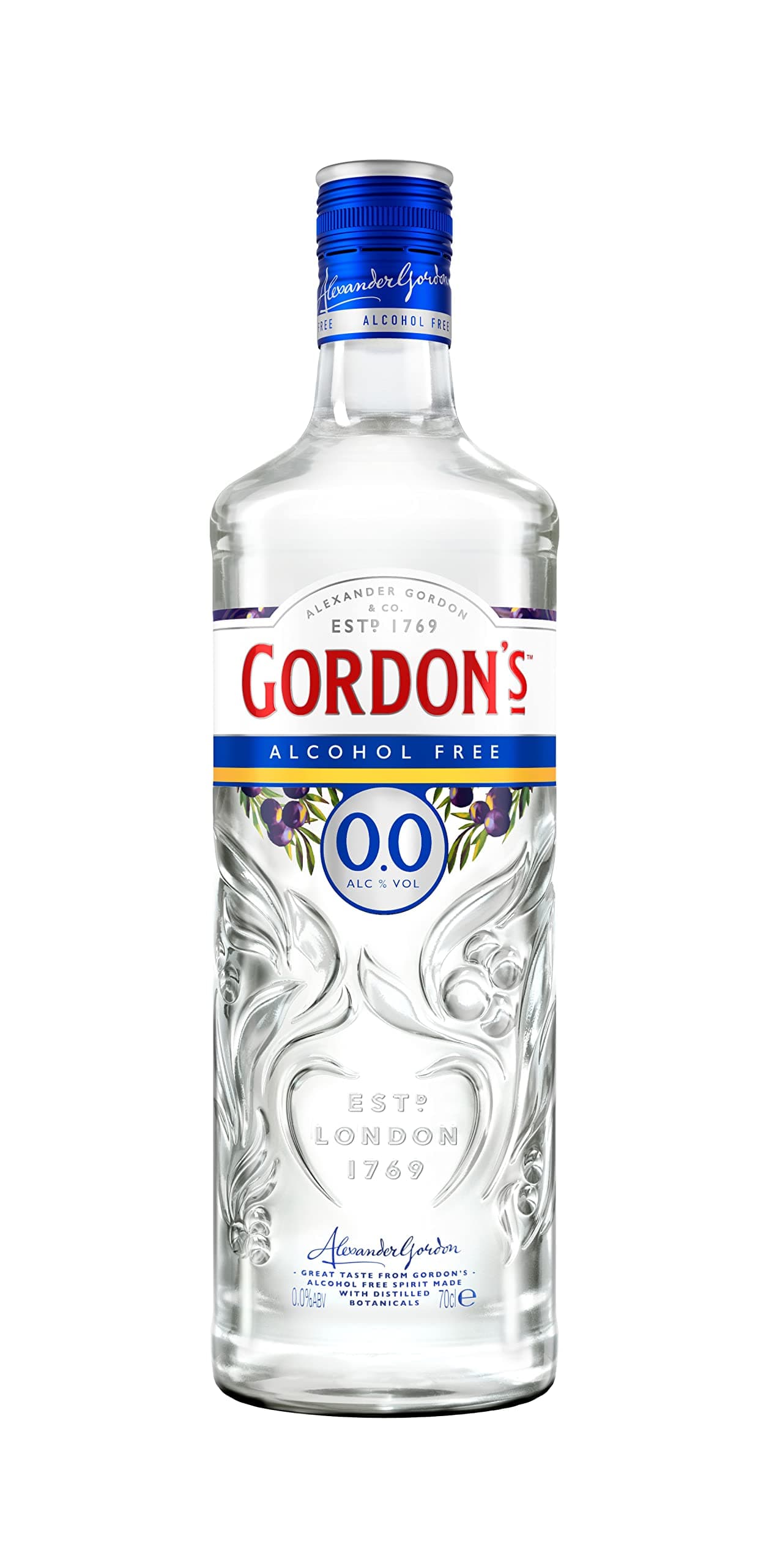 Gordon's 0,0% Alkoholfrei, Erfrischende, nichtalkoholische Gin-Alternative, Mixempfehlung mit Tonic Water, kalorienfrei & zuckerfrei, für gemeinsame Frühlingsabende, 0,0% Vol, 700ml Einzelflasche