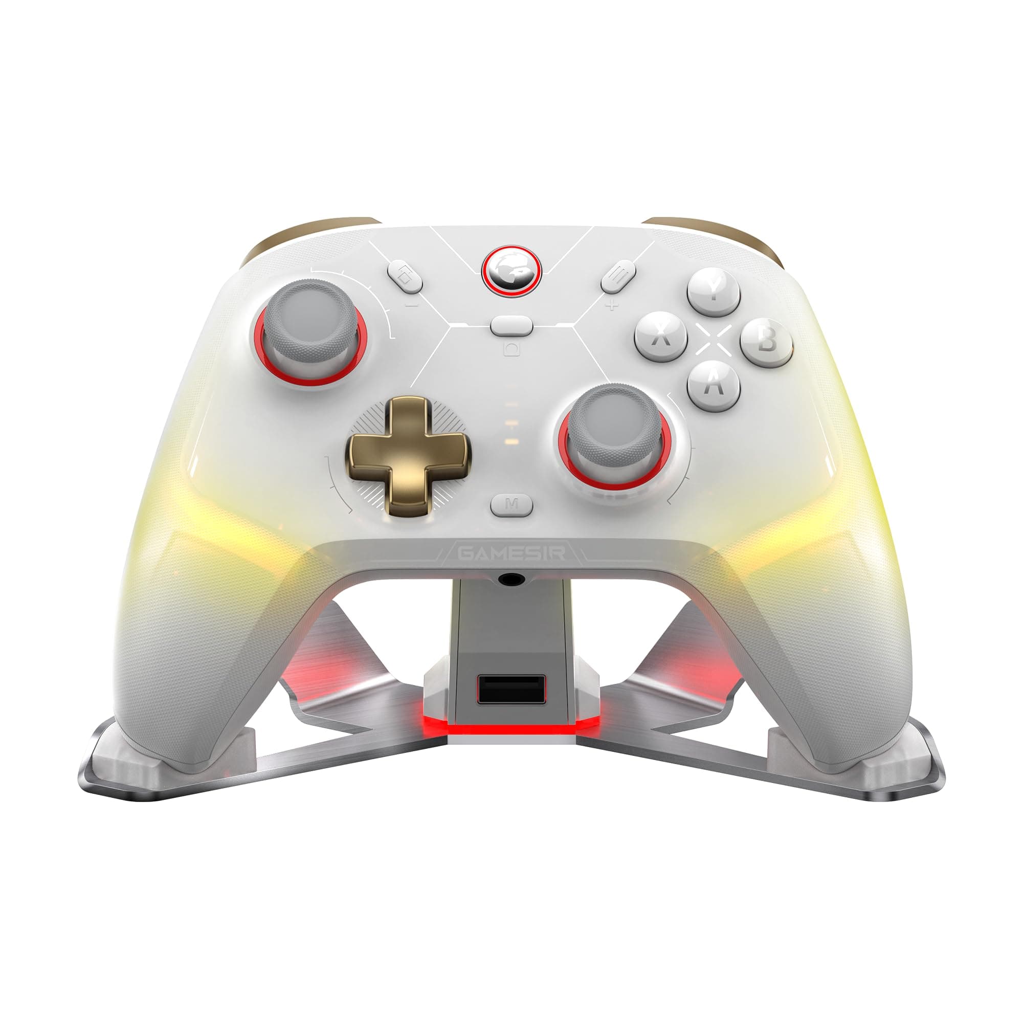 GameSir Cyclone 2 PC Controller Mag-Res TMR Sticks 1000Hz Report Rate Hall & Micro 2-en-1 Triggers RGB Lighting with Charging Dock for PC/Switch/iOS/Android (Blanco)