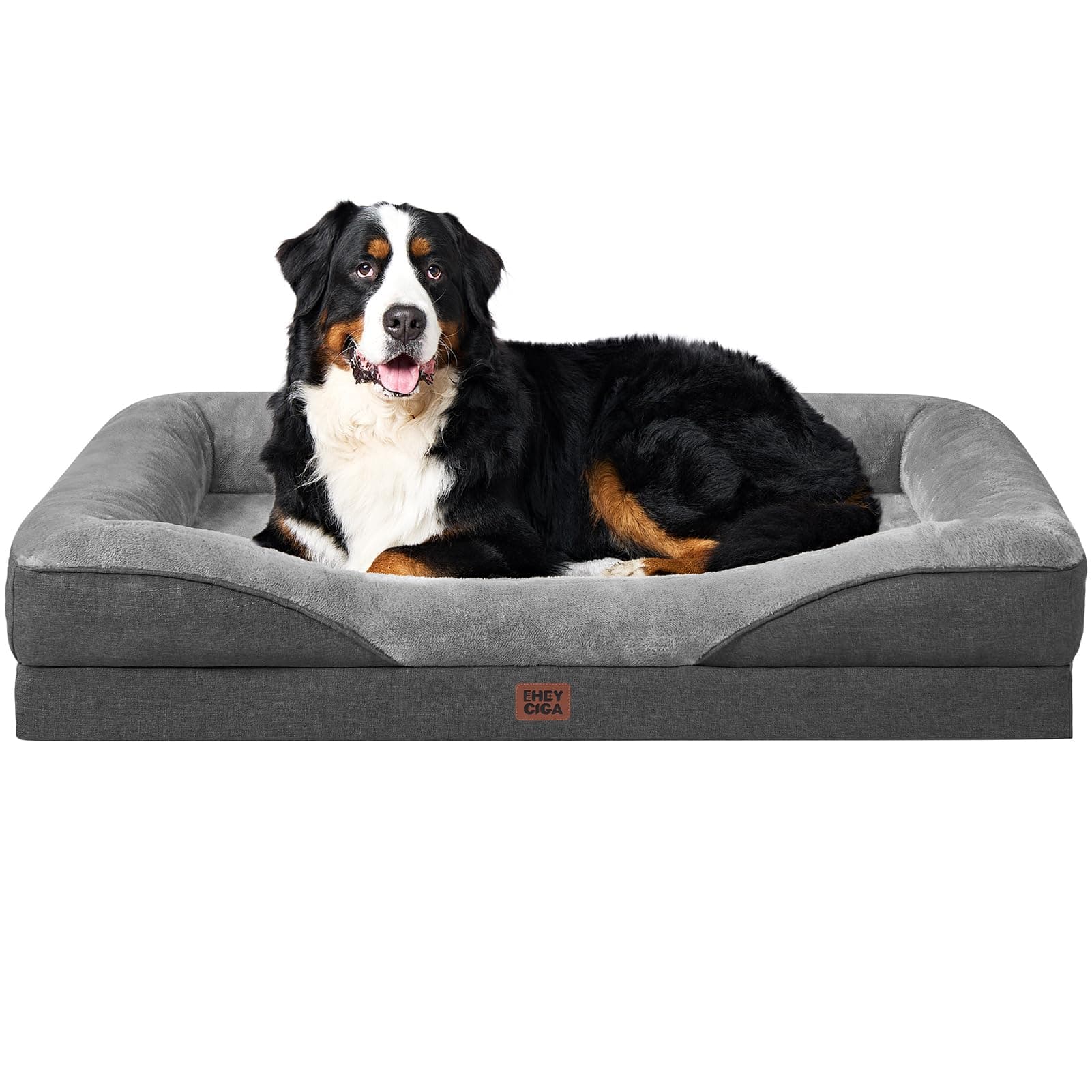 EHEYCIGA Cama Ortopedica y Viscoelastica para Perro XLP 122x89x18.9 cm, Memory Foam Sofa para Perros Lavable, Cama Gato Suave, Gris Oscuro