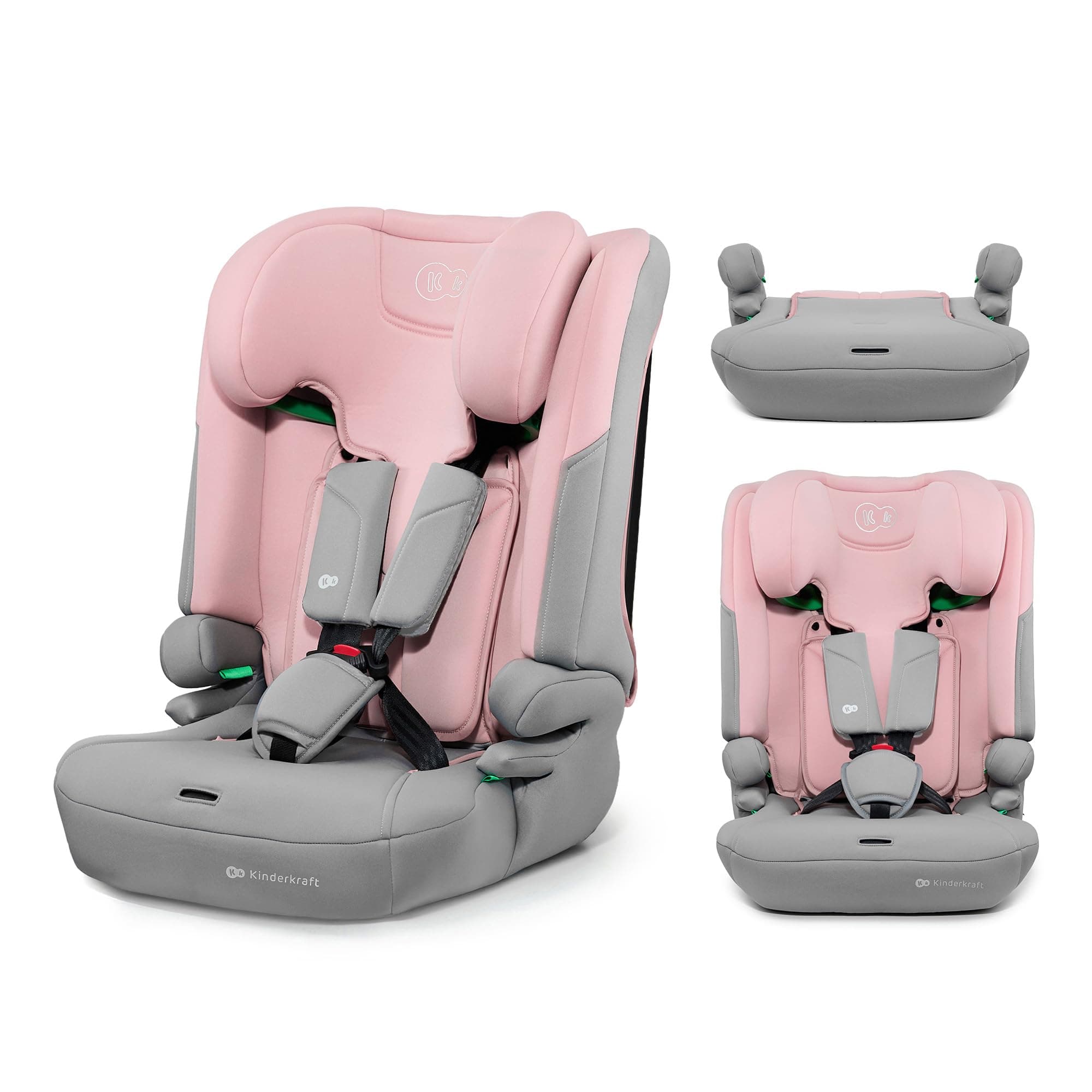 Kinderkraft I-COMFY, Siège auto, Pour enfant, Réglable (76-150 cm), Dossier réglable, Harnais de sécurité à 5 points, Système de croissance facile, pour enfant, Installation facile, Rosa