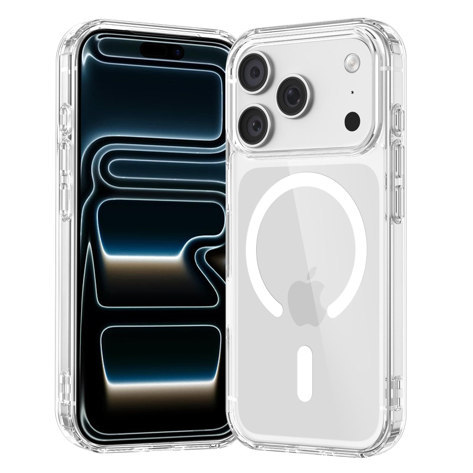 NEW'C Magnétique Coque pour iPhone 17 Pro (6,3 Pouces), Compatible avec MagSafe Antichoc Ultime avec Cordon – Magnétisme Puissant et Protection Militaire - Etui Fine -Transparent