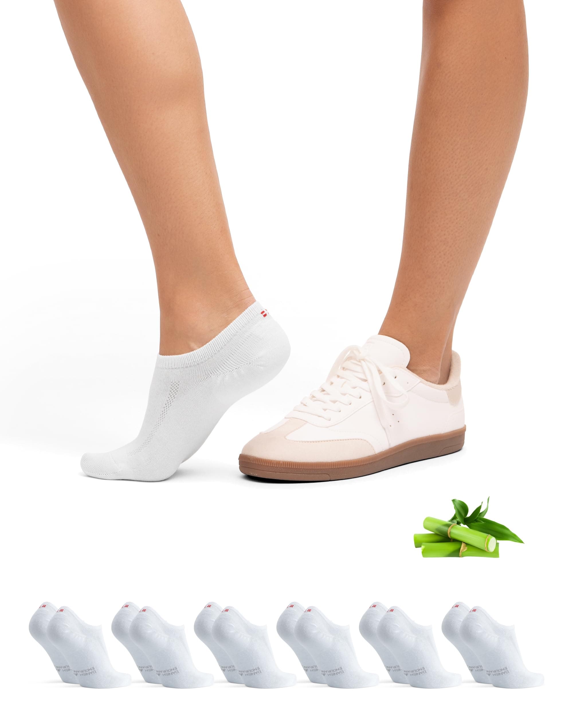 DANISH ENDURANCE Fantasmini Uomo Donna in Bamboo, Calzini Corti Estivi, Traspiranti e Ultra Morbidi, Unisex, 6 Paia